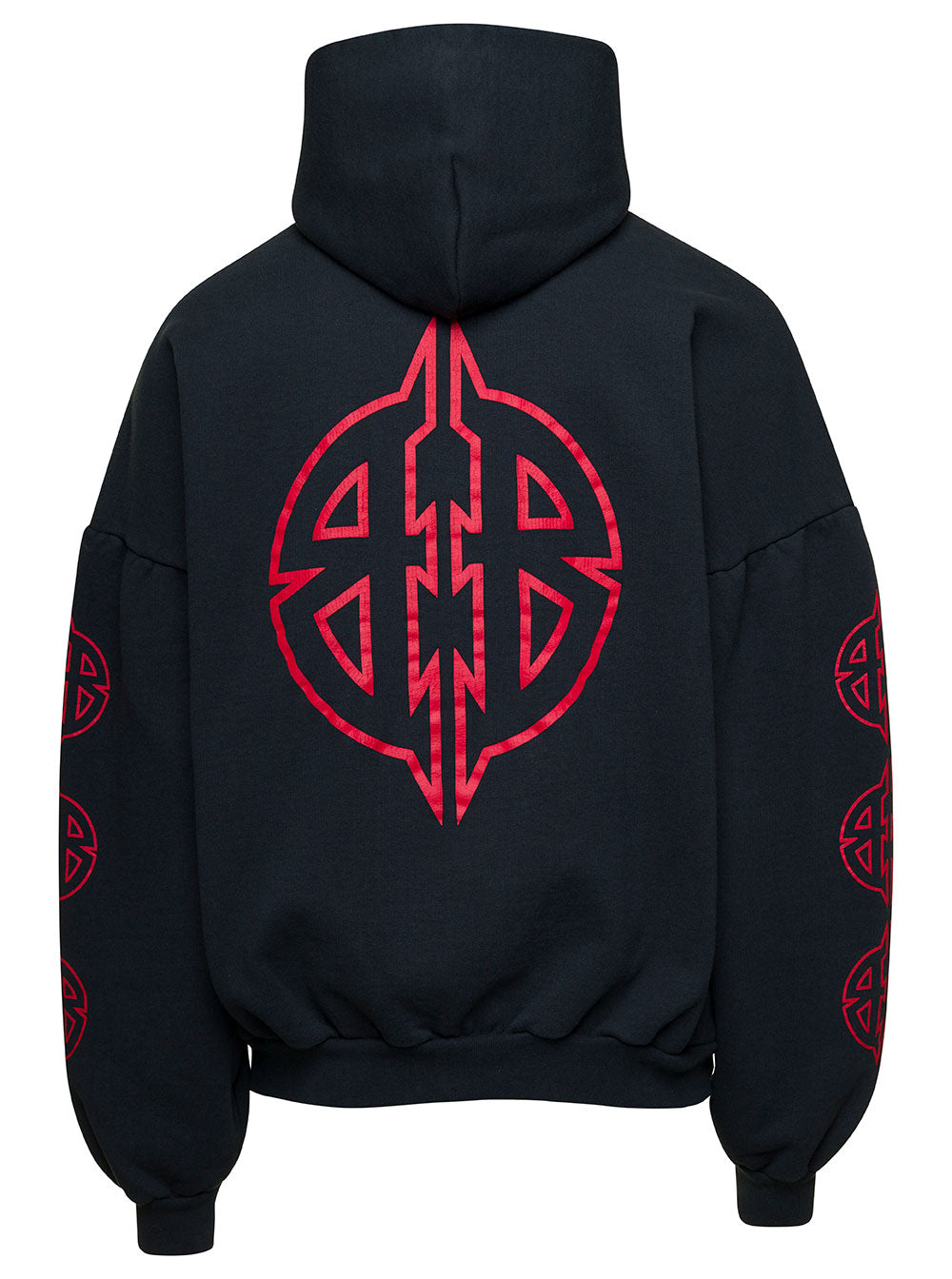 Balenciaga Men Black Hoodie With Maxi Logo Print On Front And Rear In Cotton Stretch Man BALENCIAGA