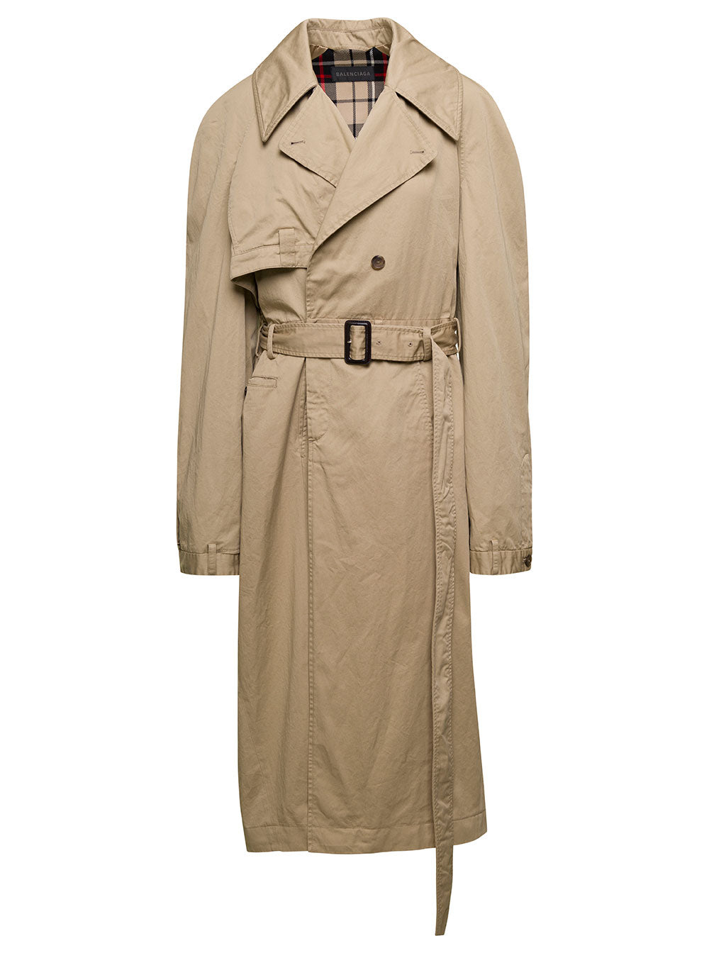 Balenciaga Women Beige Deconstructed Trench Coat With Matching Belt In Cotton Twill Woman BALENCIAGA