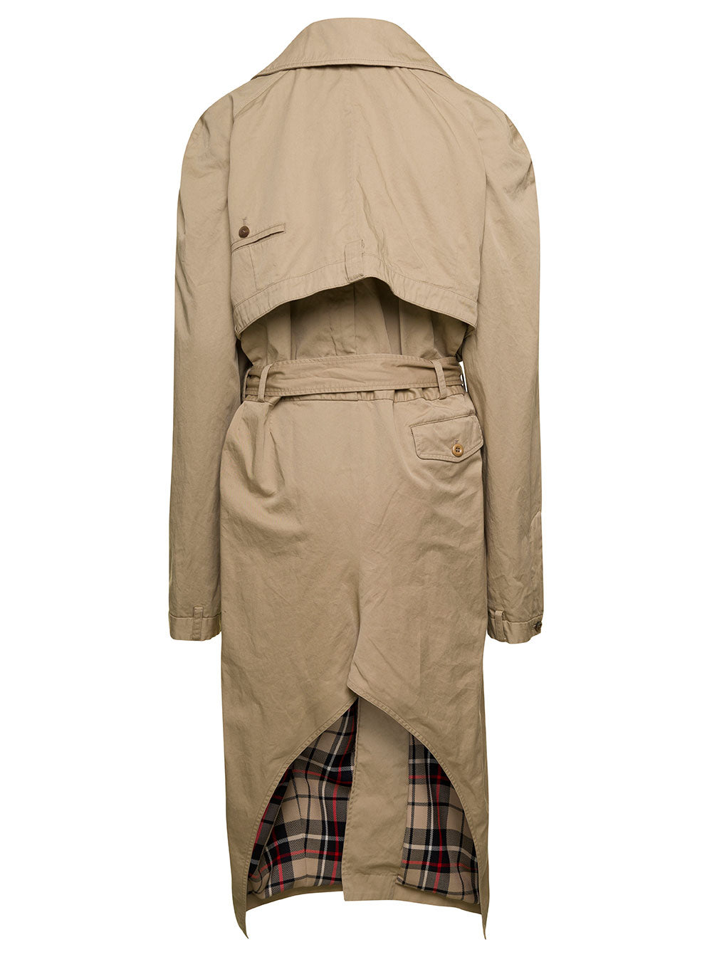 Balenciaga Women Beige Deconstructed Trench Coat With Matching Belt In Cotton Twill Woman BALENCIAGA