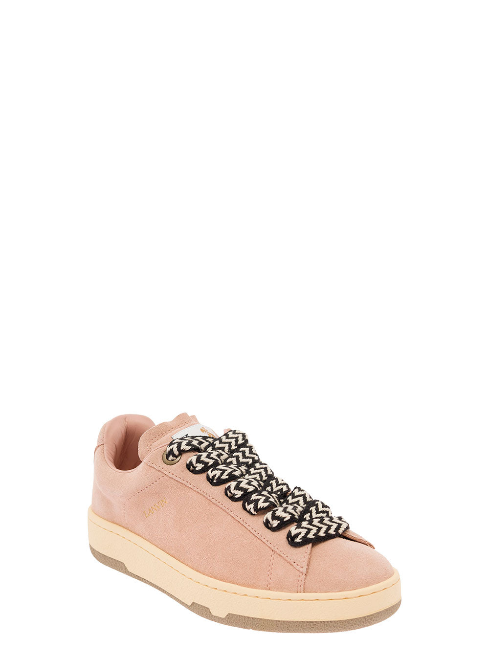 Lanvin Women 'Lite Curb' Pink Low Top Sneakers With Oversized Multicolor Laces In Suede Woman LANVIN