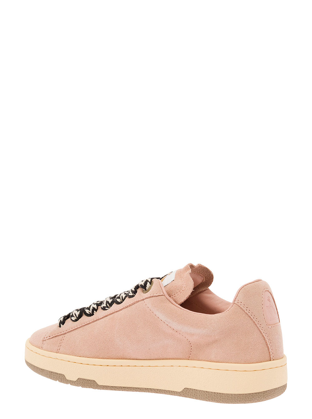Lanvin Women 'Lite Curb' Pink Low Top Sneakers With Oversized Multicolor Laces In Suede Woman LANVIN