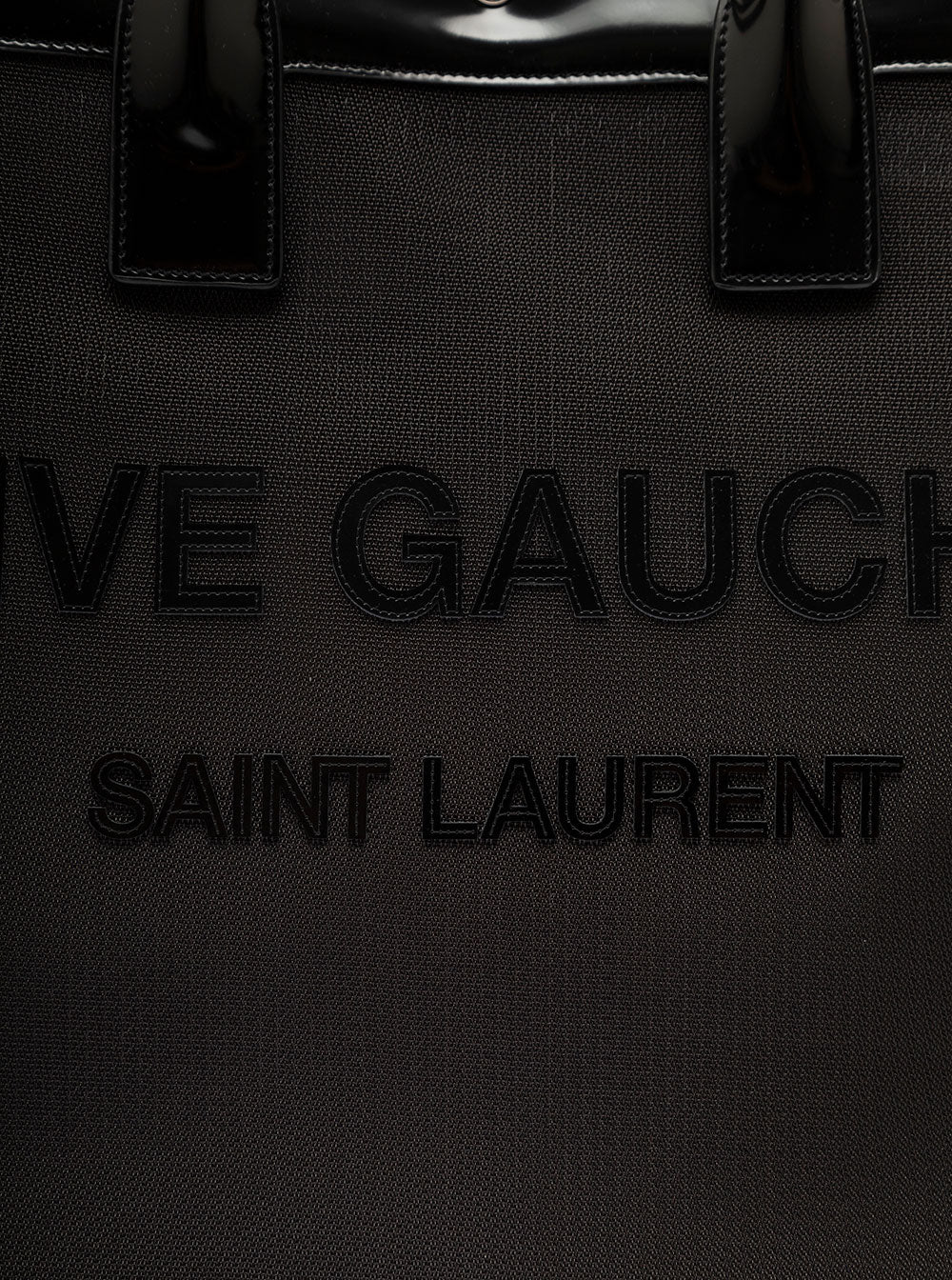 Saint Laurent Women Black Tote Bag With Tonal Rive Gauche Logo In Raphia Woman SAINT LAURENT