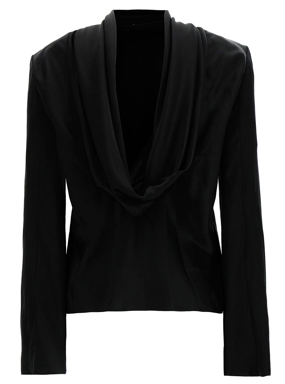 Saint Laurent Women Black Blouse With Cowl-Back In Silk Satin Woman SAINT LAURENT