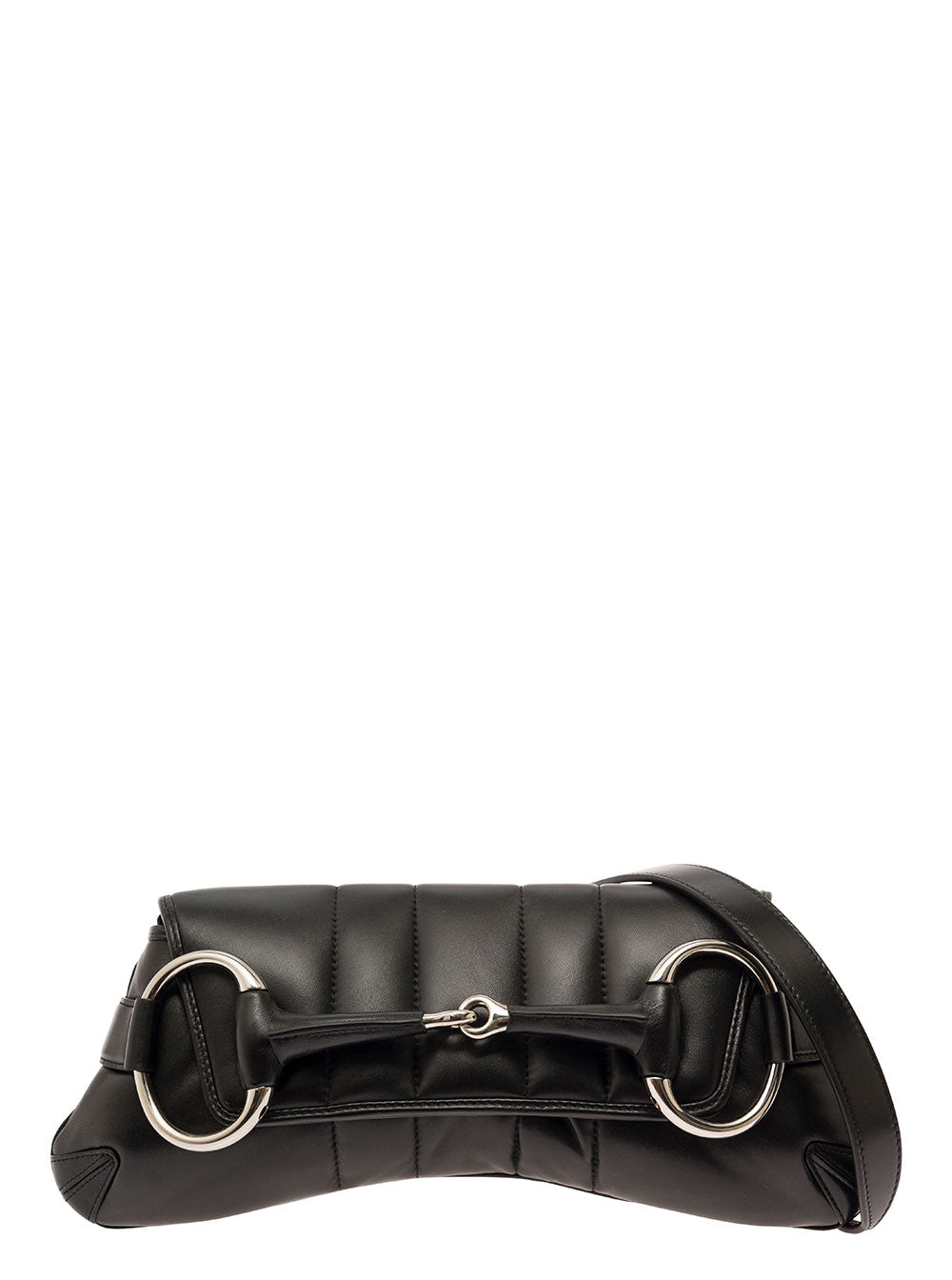 Gucci Women 'Medium Gucci Horsebit' Black Shoulder Bag With Maxi Horsebit In Leather Woman GUCCI
