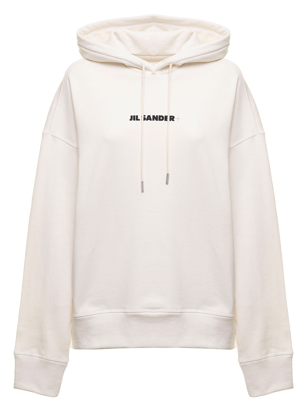 Jil Sander Women Jil Sander Woman's White Cotton Hoodie With Logo Print JIL SANDER