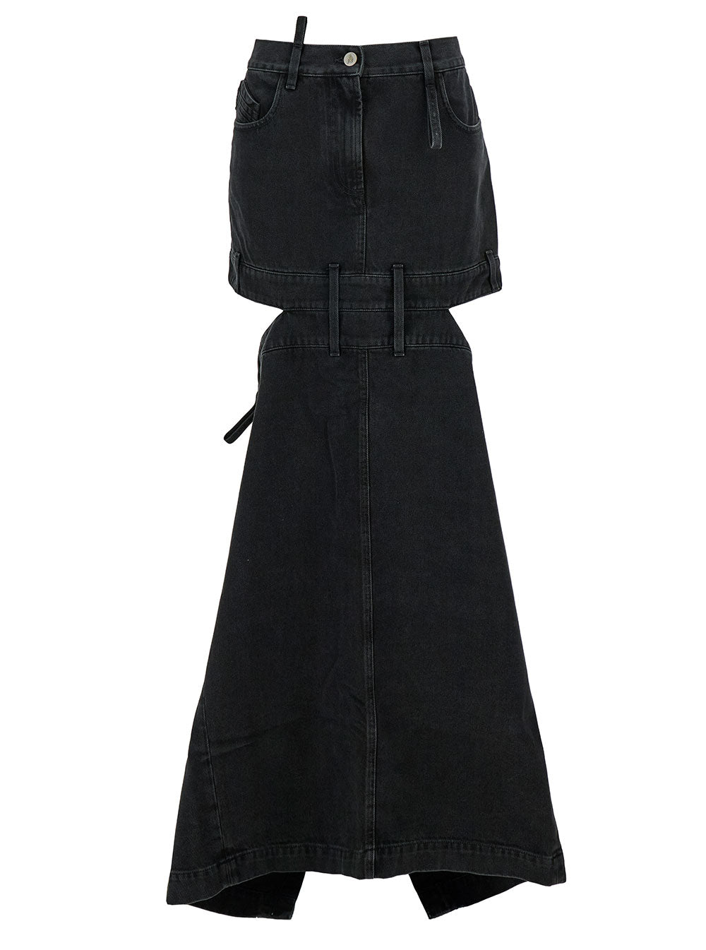 The Attico Women Midi Black Skirt With Maxi Cut-Out In Denim Woman THE ATTICO