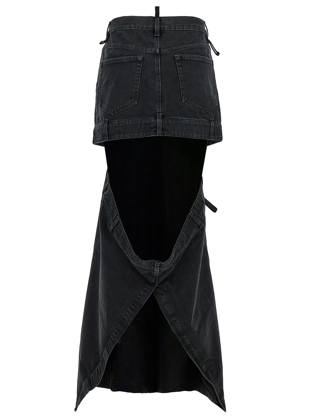 The Attico Women Midi Black Skirt With Maxi Cut-Out In Denim Woman THE ATTICO