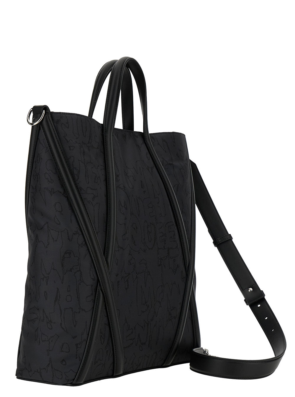Alexander Mcqueen Men 'The Harness' Black Tote Bag With Logo Detail In Nylon Man ALEXANDER MCQUEEN