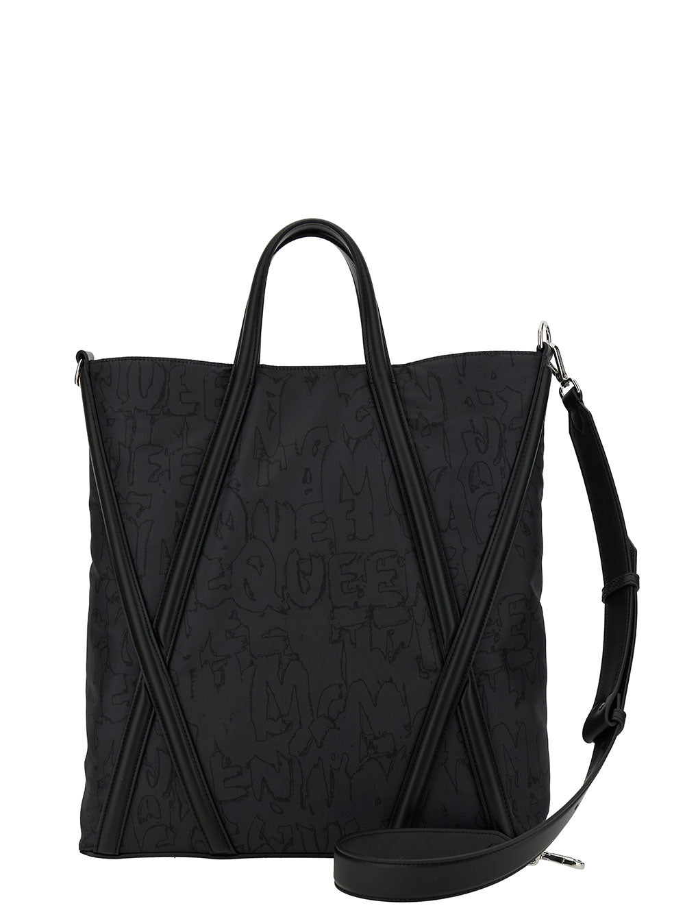 Alexander Mcqueen Men 'The Harness' Black Tote Bag With Logo Detail In Nylon Man ALEXANDER MCQUEEN