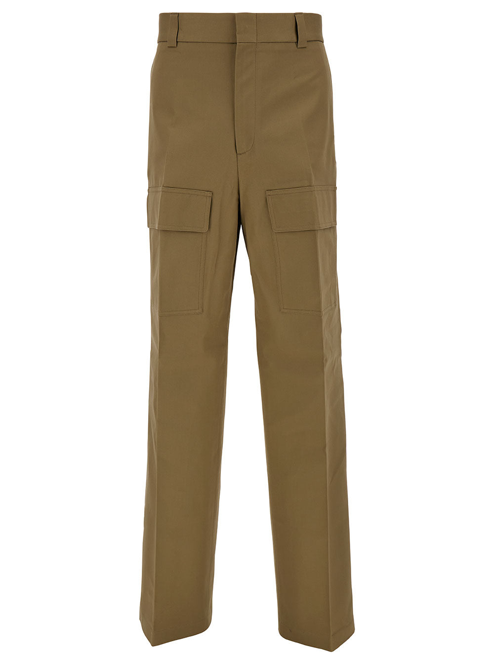 Gucci Men Beige High-Waisted Pants With Logo Patch In Cotton Man GUCCI