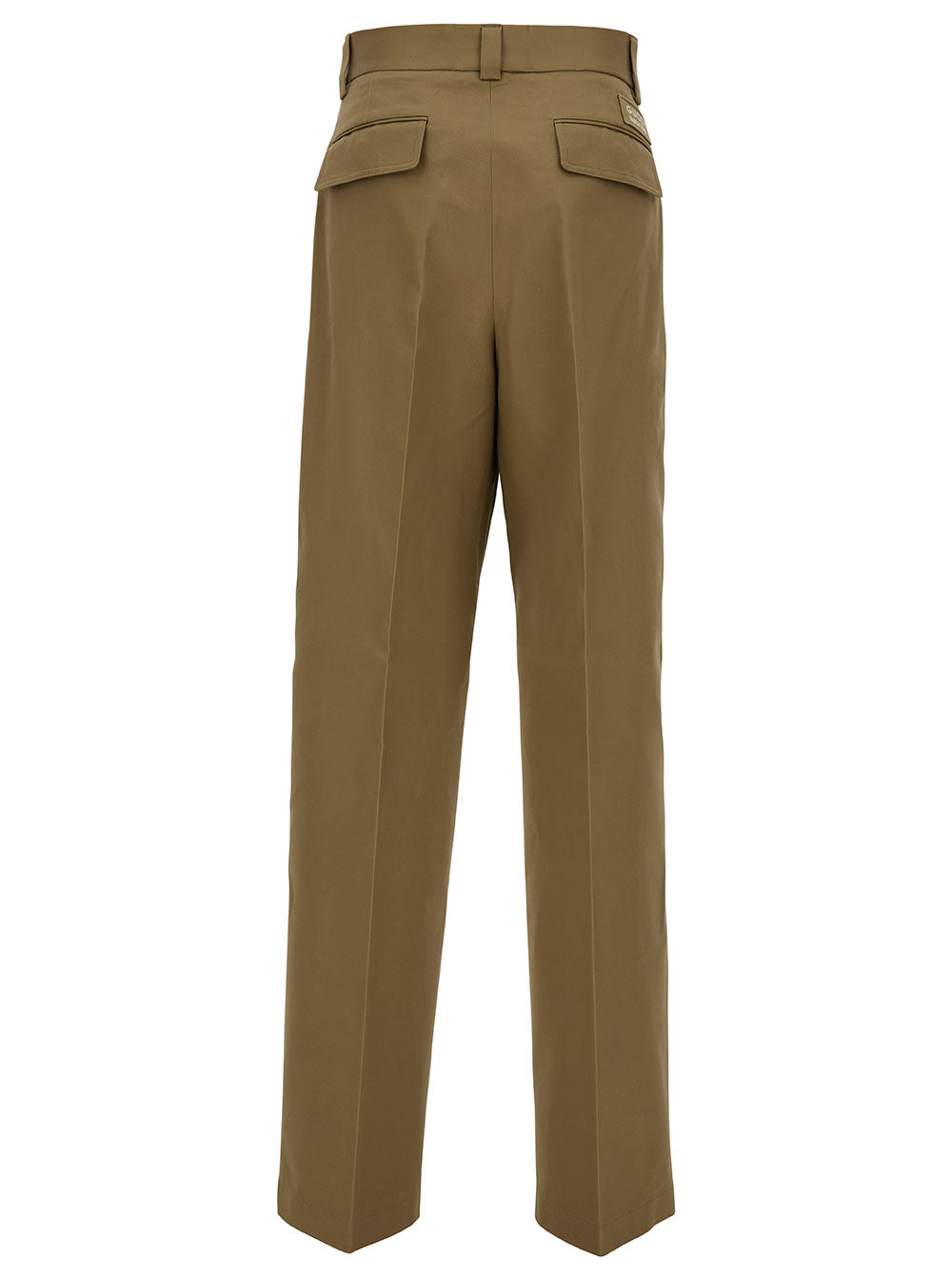 Gucci Men Beige High-Waisted Pants With Logo Patch In Cotton Man GUCCI