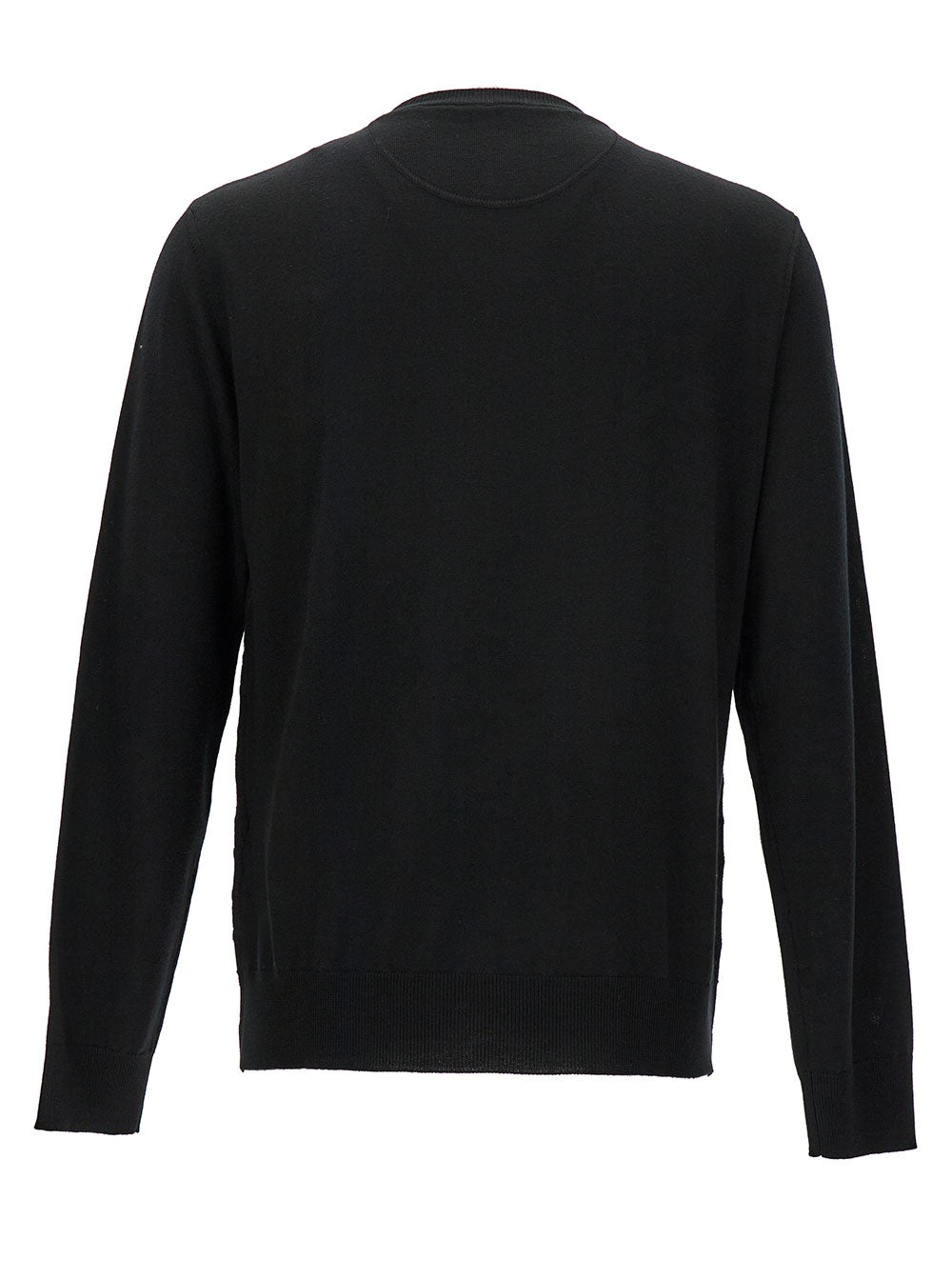 Valentino Men Black Crewneck Sweater With Tonal Vlogo Print In Wool Blend Man VALENTINO