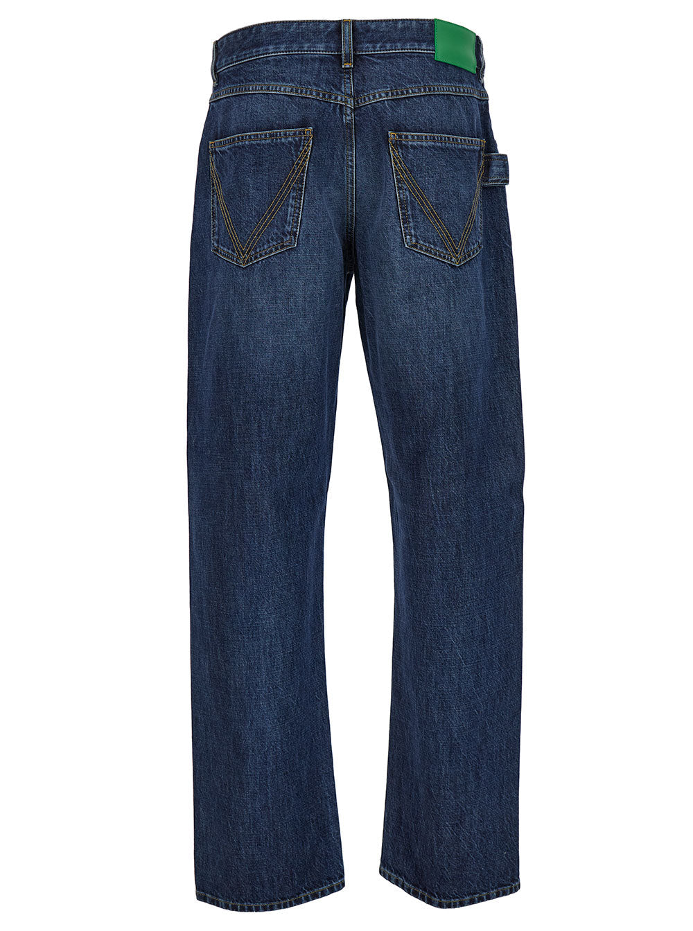 Bottega Veneta Men Blue Straight Jeans With Logo Patch In Denim Man BOTTEGA VENETA