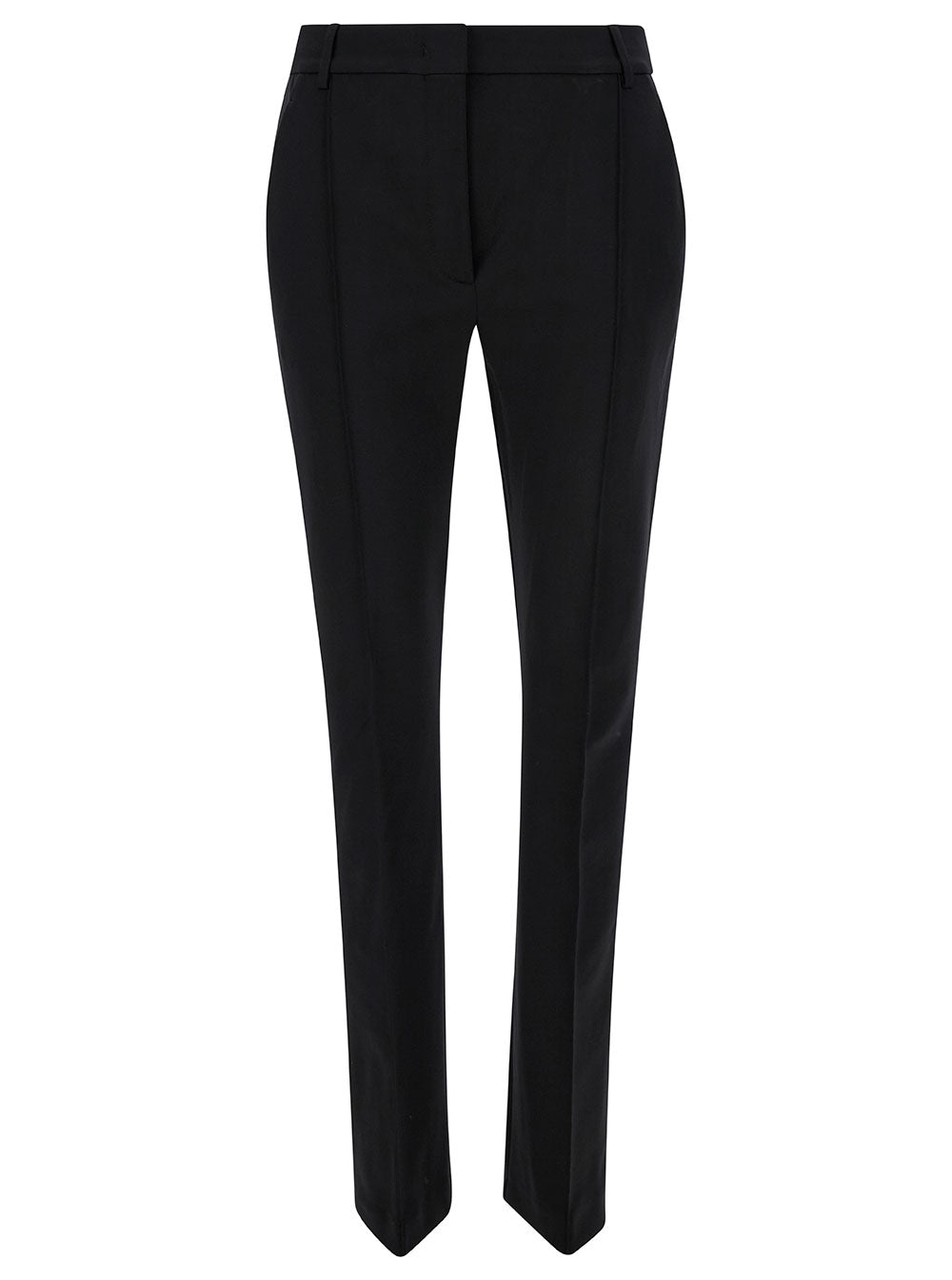 Sportmax Women Black Cigarette Pants With Pences In Polyammide Stretch Woman SPORTMAX