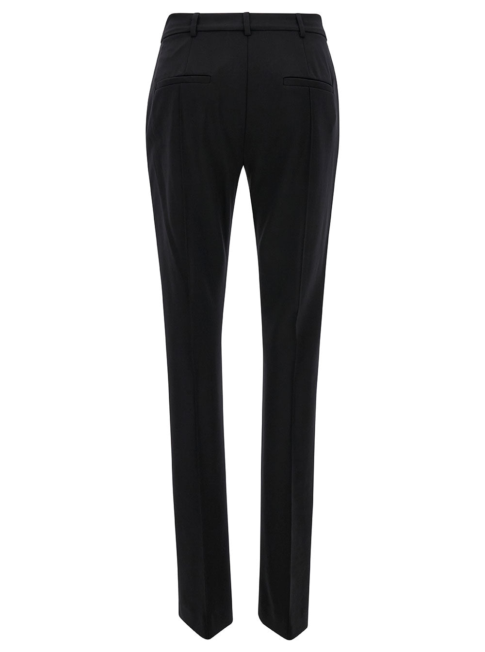 Sportmax Women Black Cigarette Pants With Pences In Polyammide Stretch Woman SPORTMAX