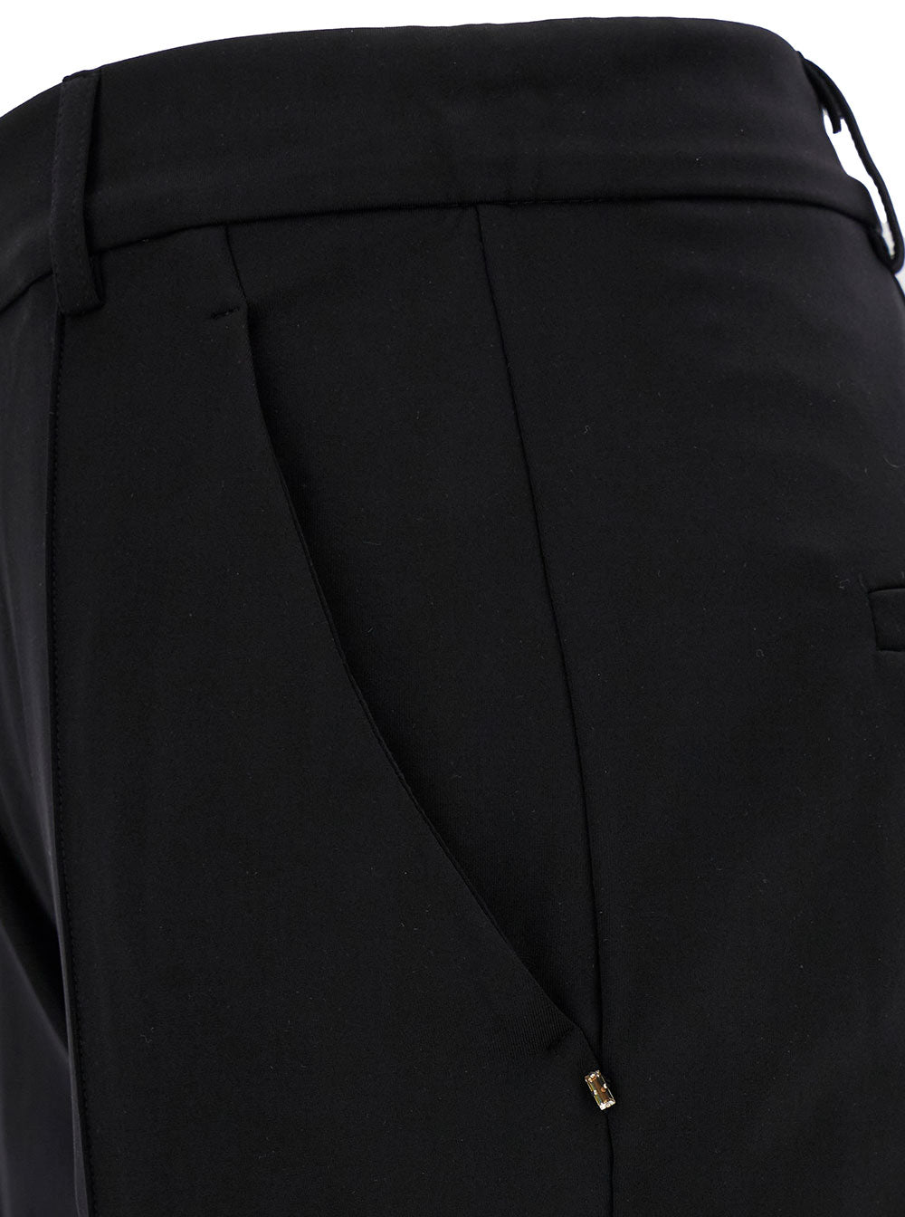 Sportmax Women Black Cigarette Pants With Pences In Polyammide Stretch Woman SPORTMAX