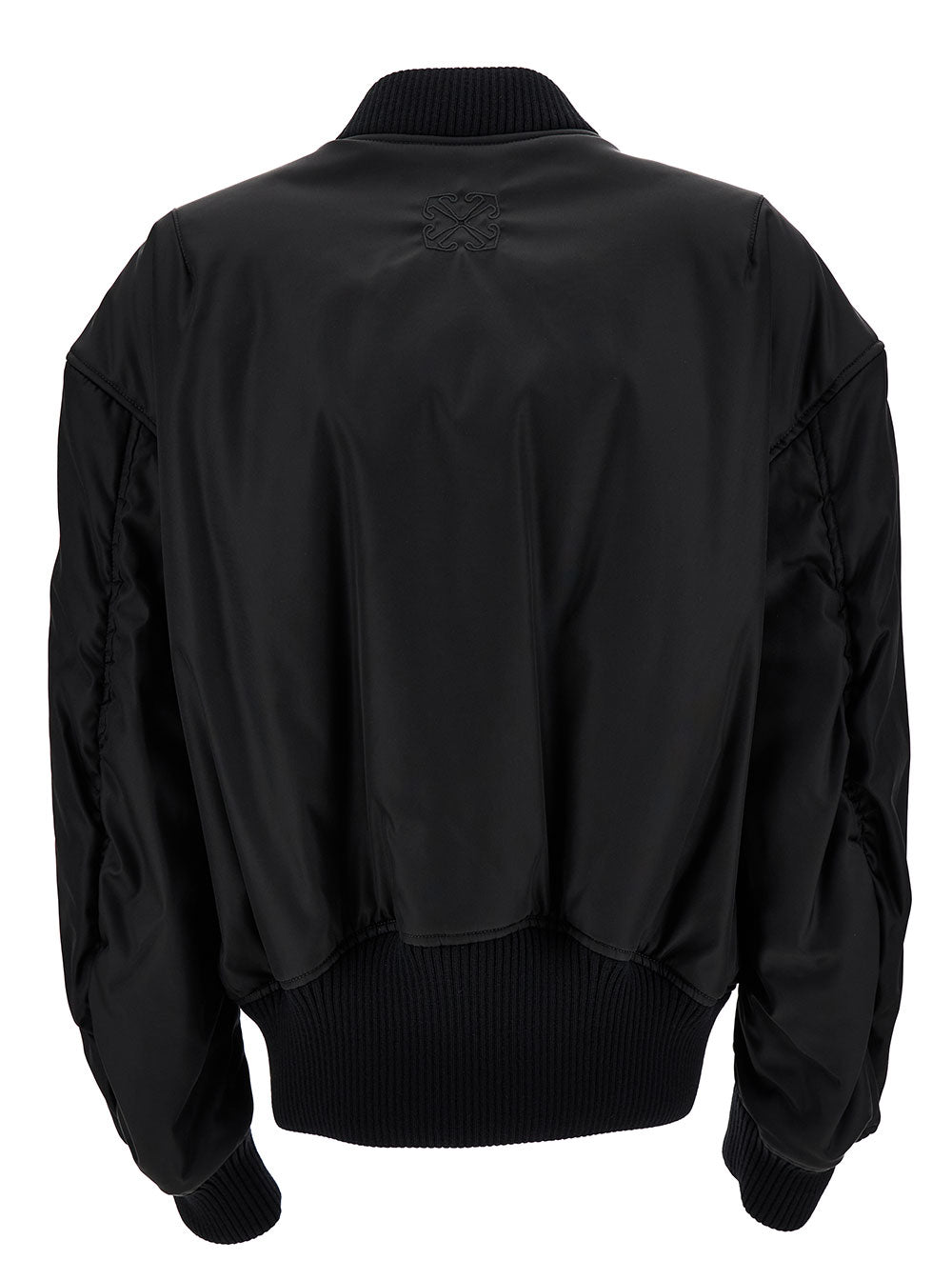 Off-White Women Blak Bomber Jacket With Tonal Logo Embroidery In Nylon Woman OFF-WHITE
