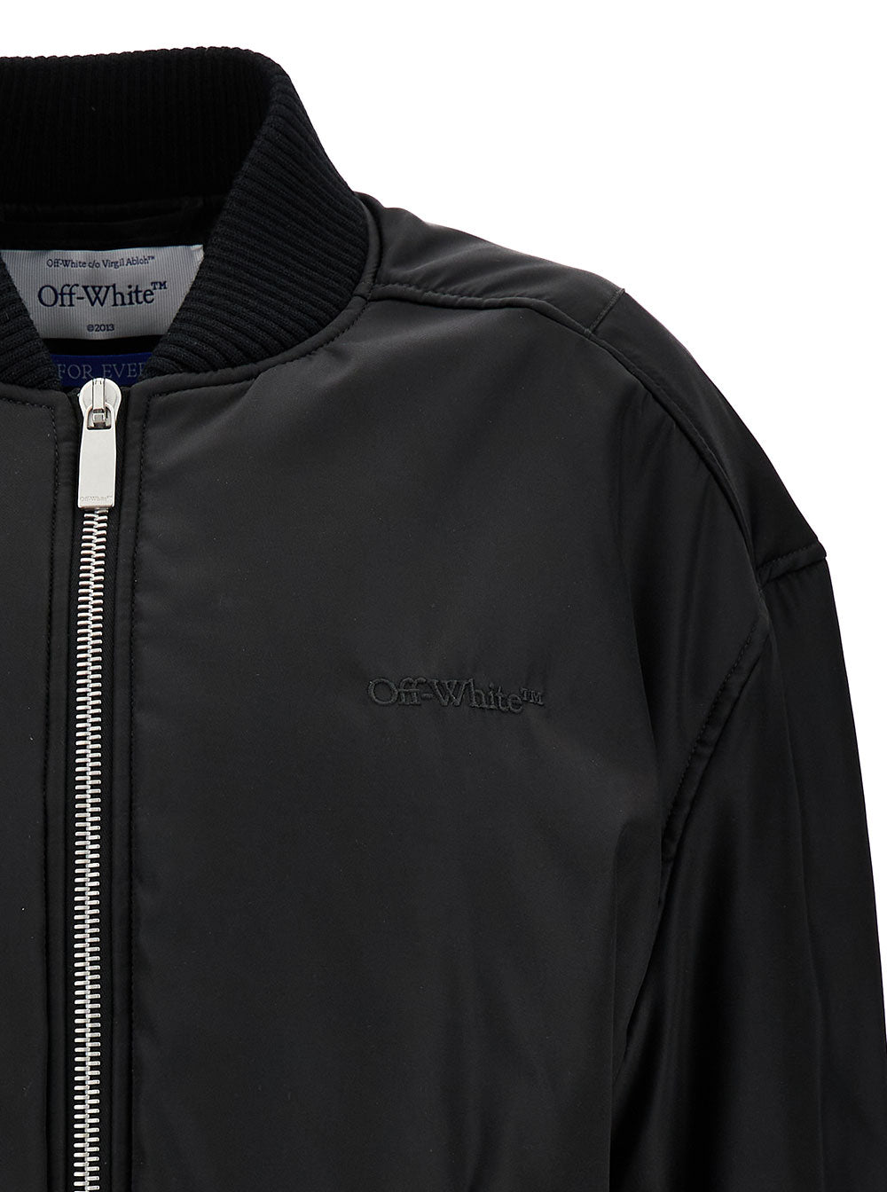Off-White Women Blak Bomber Jacket With Tonal Logo Embroidery In Nylon Woman OFF-WHITE