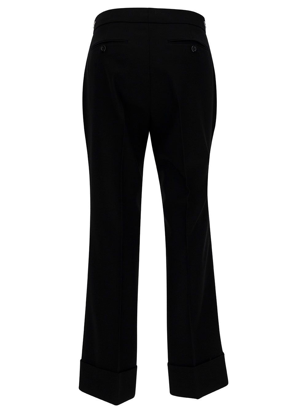 Gucci Women Black Slim Pants With Web Detail In Wool Woman GUCCI