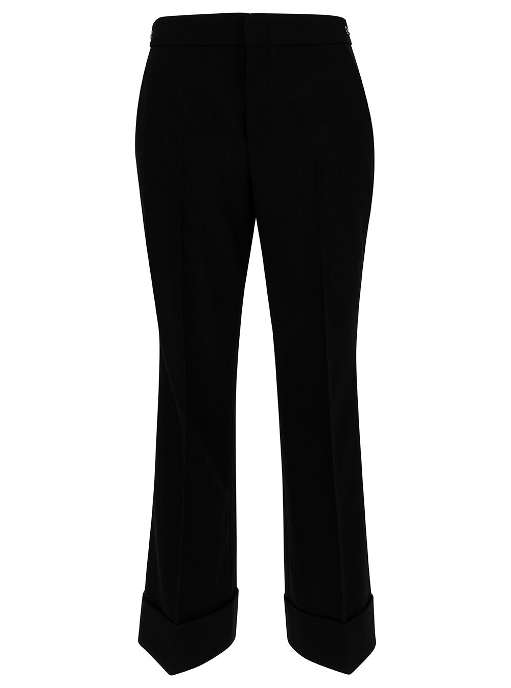 Gucci Women Black Slim Pants With Web Detail In Wool Woman GUCCI