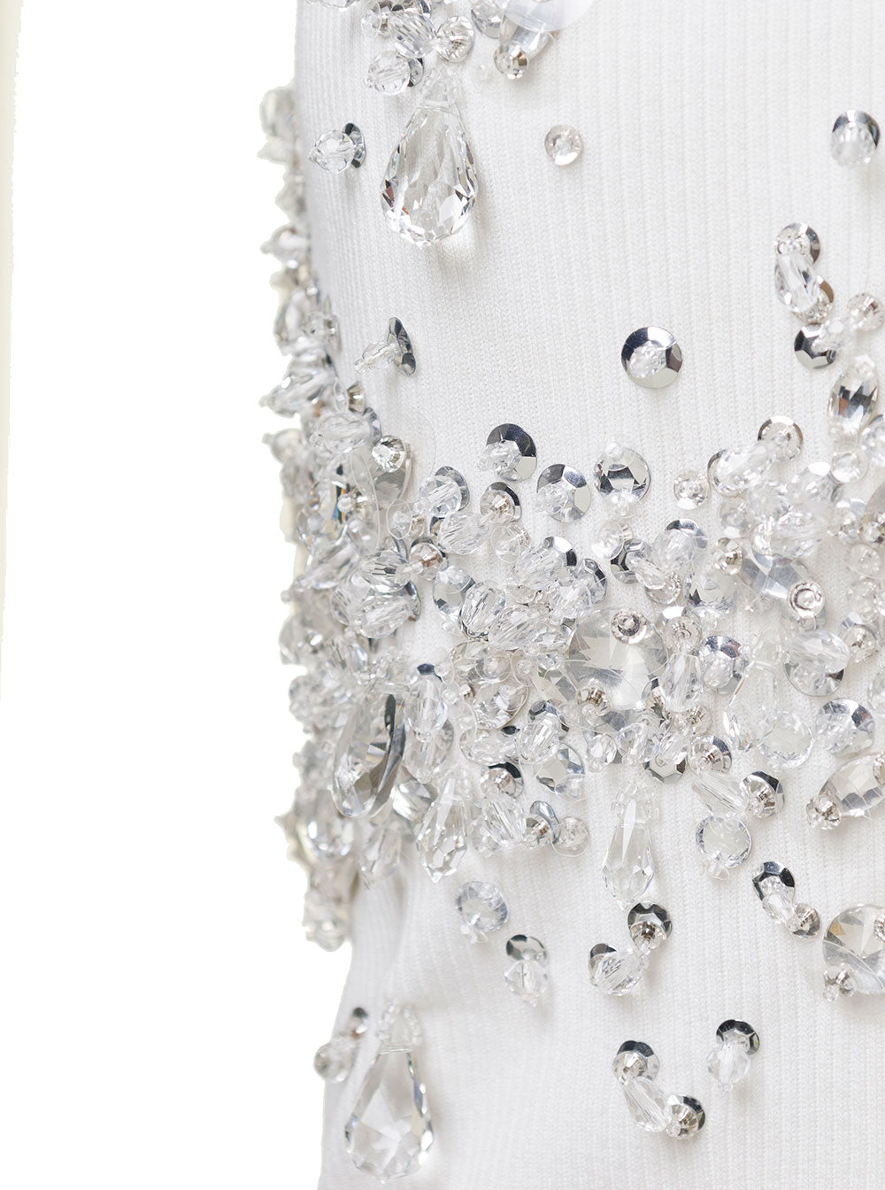 Bottega Veneta Women White Ribbed Tank Top With Embroidered Crystal Embellishment In Jersey Woman BOTTEGA VENETA