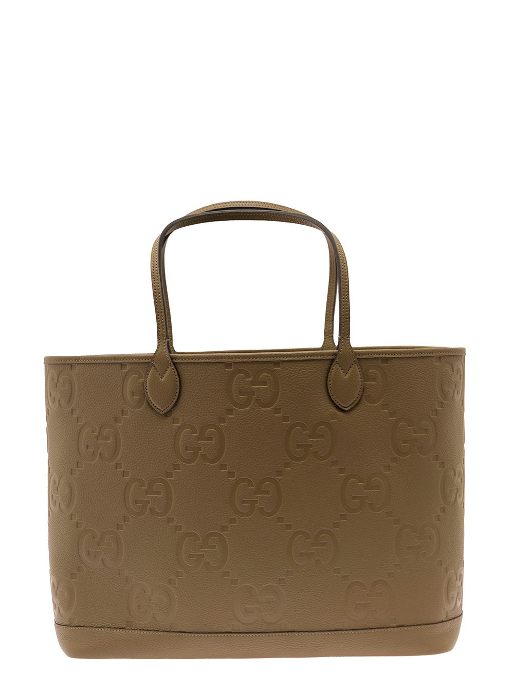 Gucci Men 'Jumbo' Beige Handbag With All-Over Logo In Leather Man GUCCI