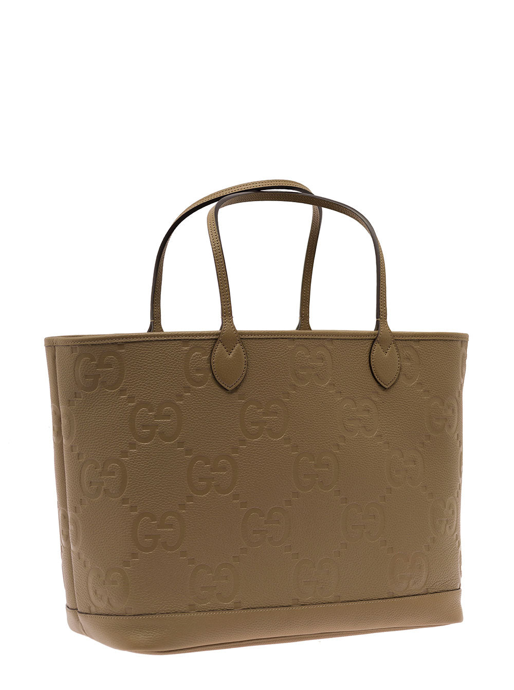 Gucci Men 'Jumbo' Beige Handbag With All-Over Logo In Leather Man GUCCI