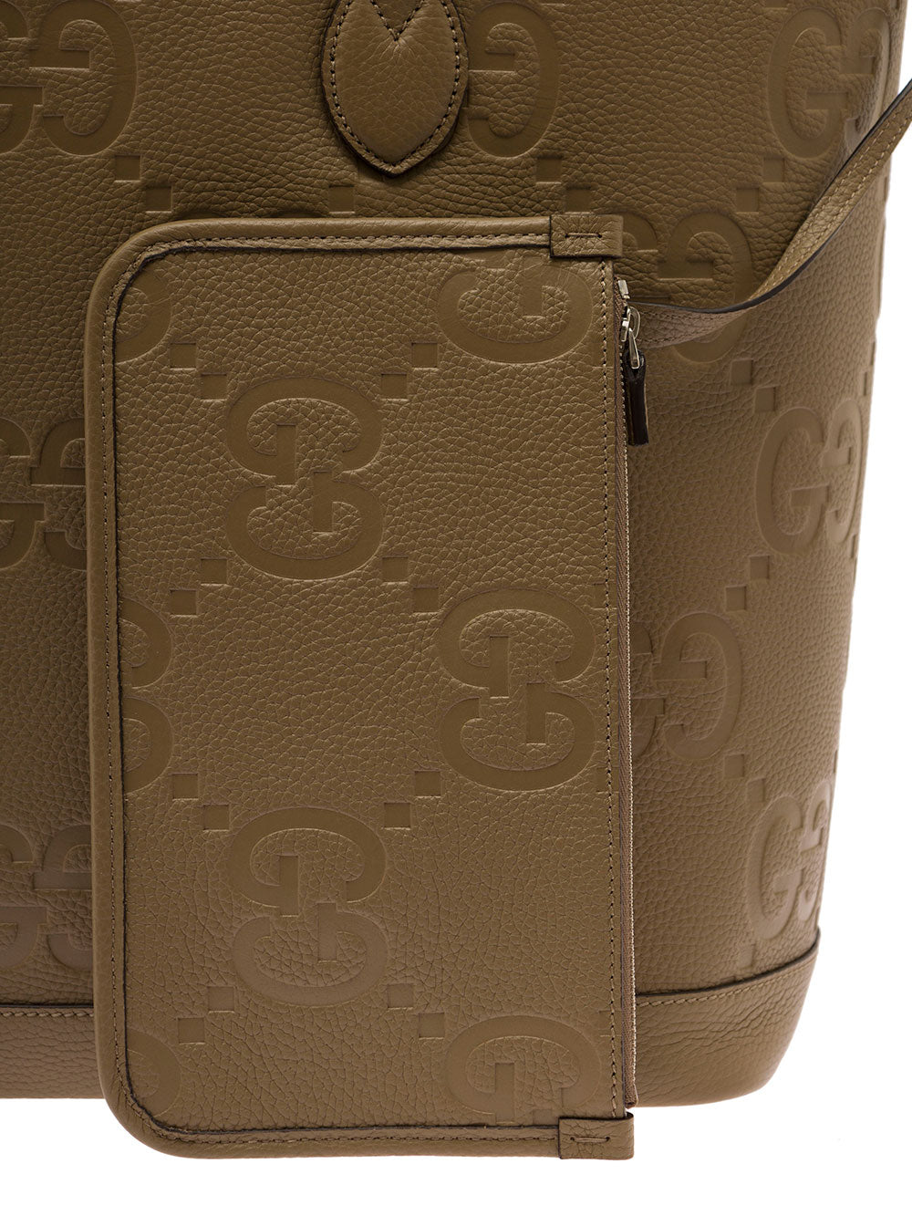 Gucci Men 'Jumbo' Beige Handbag With All-Over Logo In Leather Man GUCCI