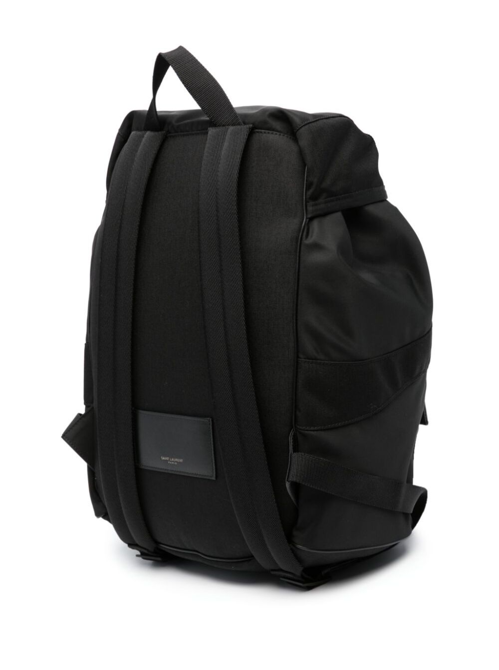 Saint Laurent Men Black Backpack With Tonal Logo Lettering Embroidery In Recycled Nylon Man SAINT LAURENT