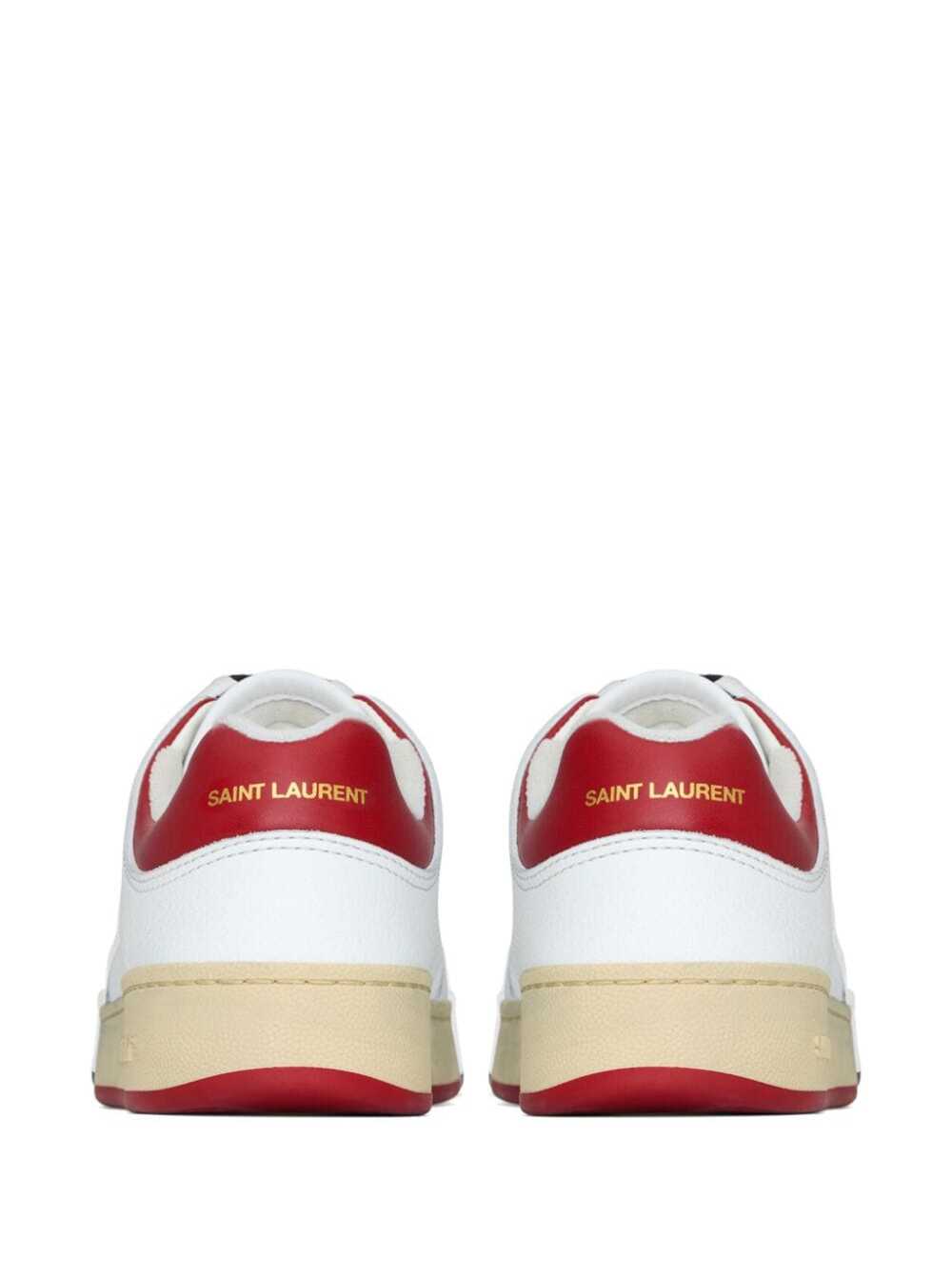 Saint Laurent Men White And Red Low Top Sneakers With Logo Detail In Leather Man SAINT LAURENT