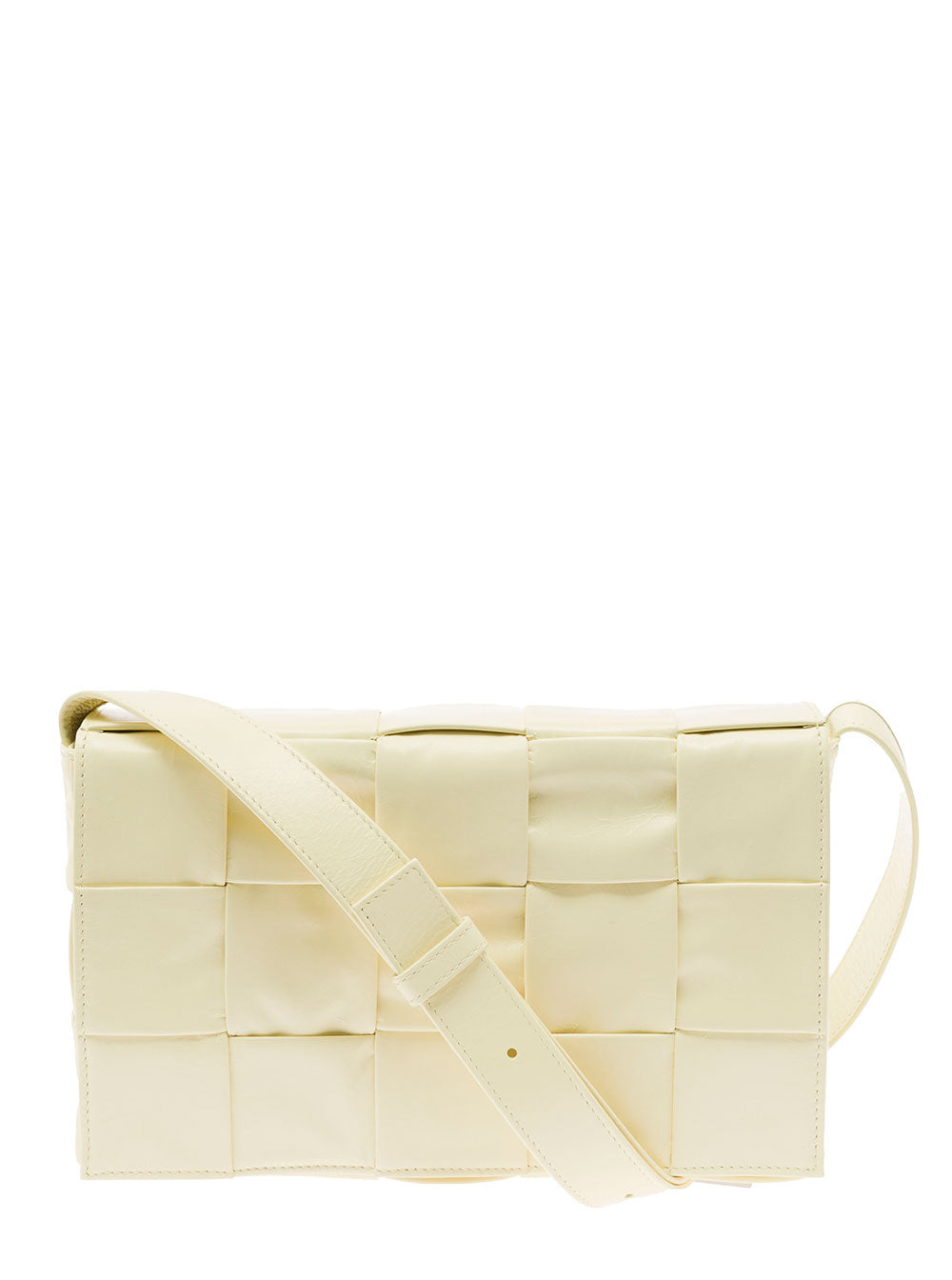 Bottega Veneta Men 'Candy Cassette' White Mini Shoulder Bag Intreccio Design In Leather Man BOTTEGA VENETA