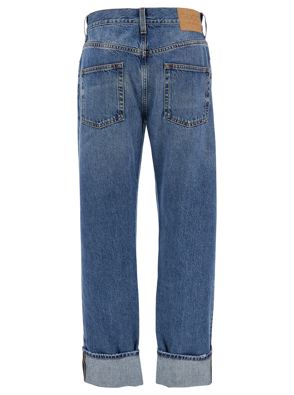 Gucci Women '90'S' Light Blue Jeans With Horsebit Detail And Turn-Up Hem In Cotton Denim Woman GUCCI