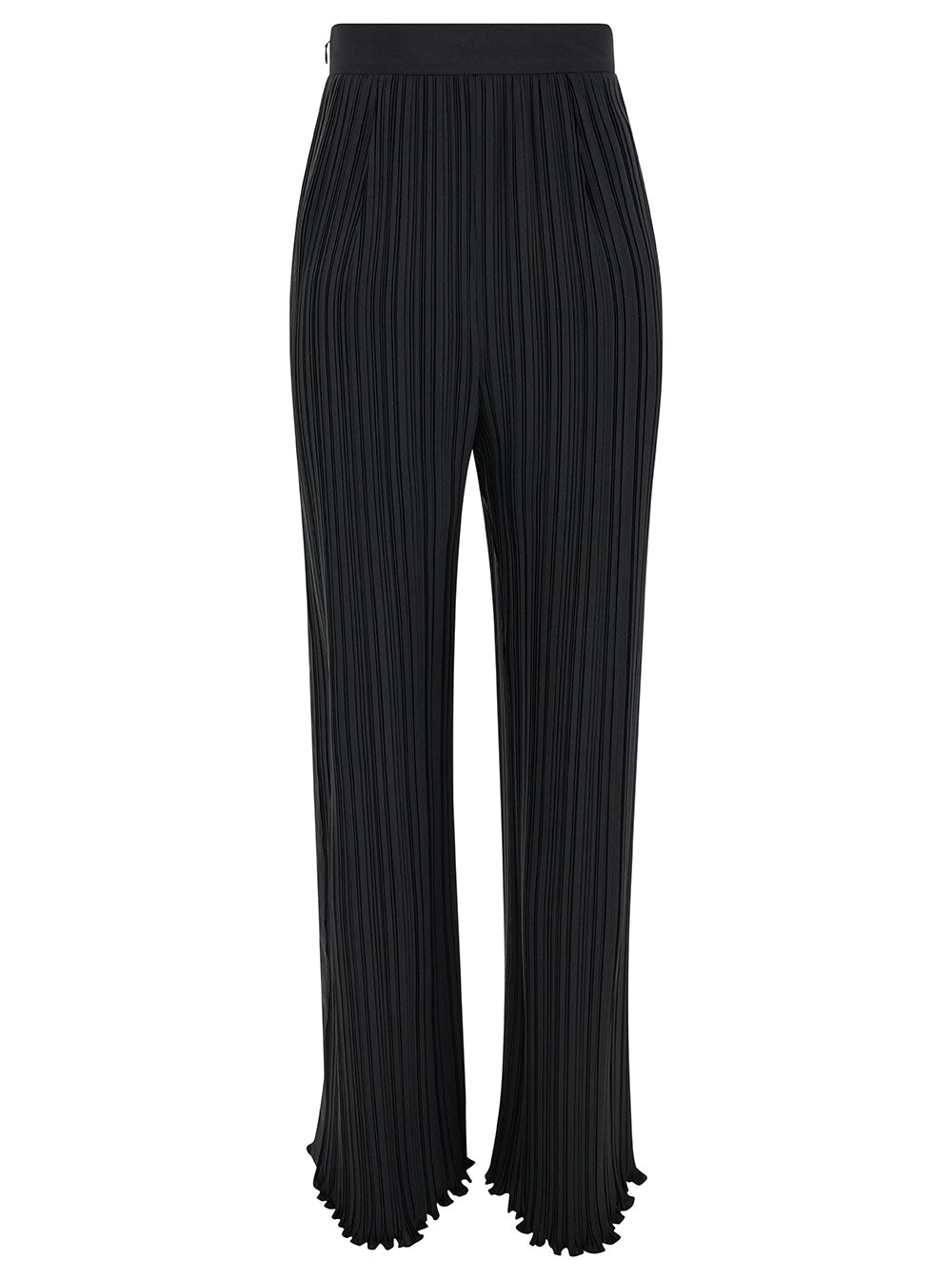 Lanvin Women Black Pleated Pants With Invisible Zip In Crêpe De Chine Woman LANVIN