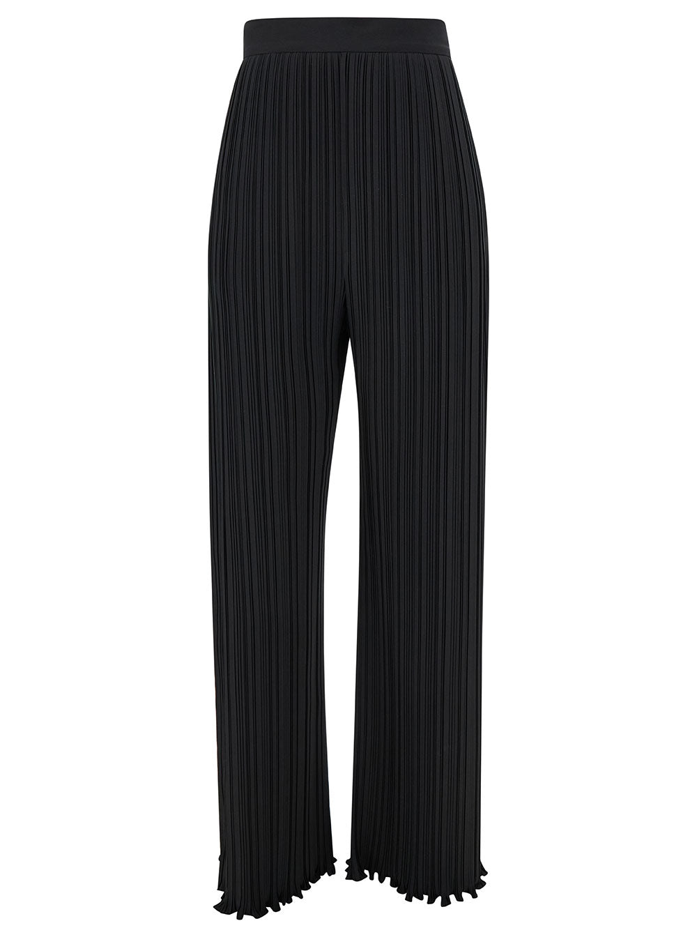 Lanvin Women Black Pleated Pants With Invisible Zip In Crêpe De Chine Woman LANVIN