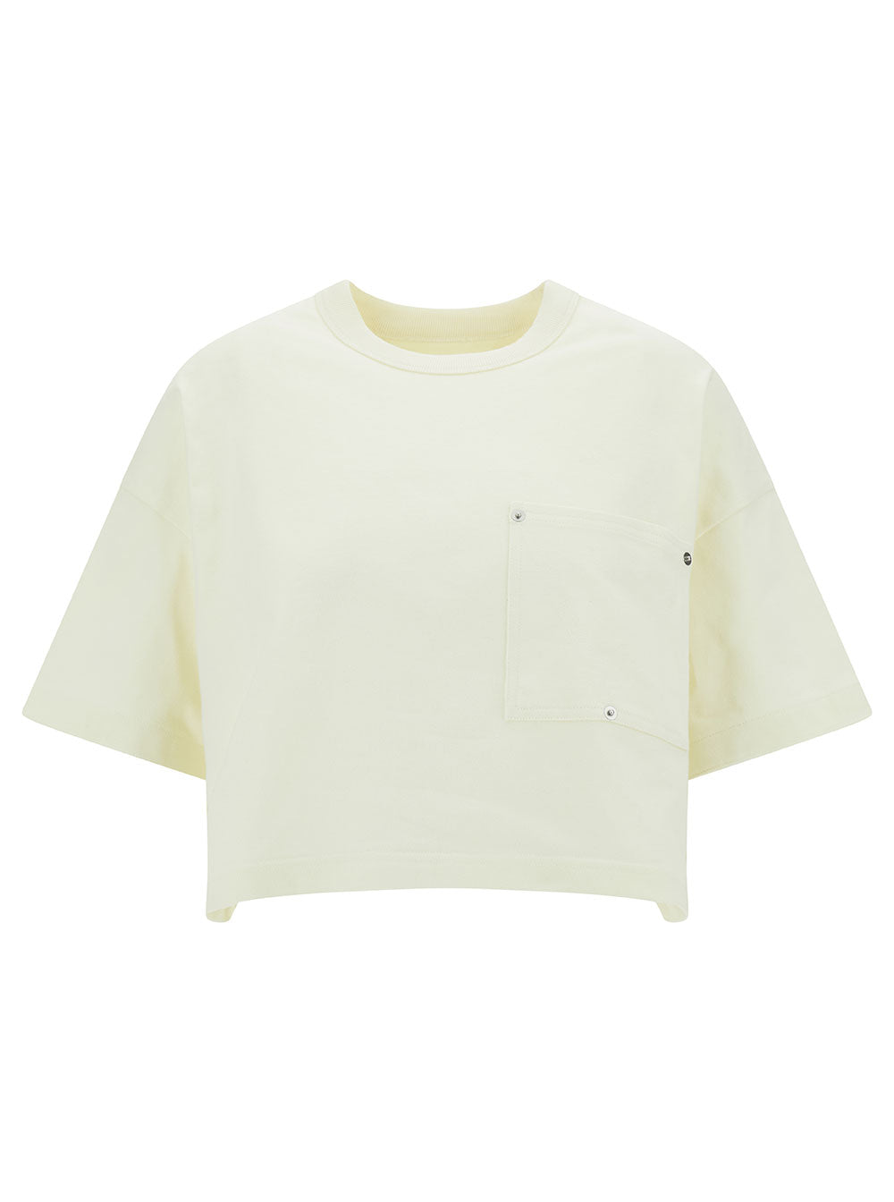 Bottega Veneta Women White Crop T-Shirt With Patch Pockets In Cotton Woman BOTTEGA VENETA