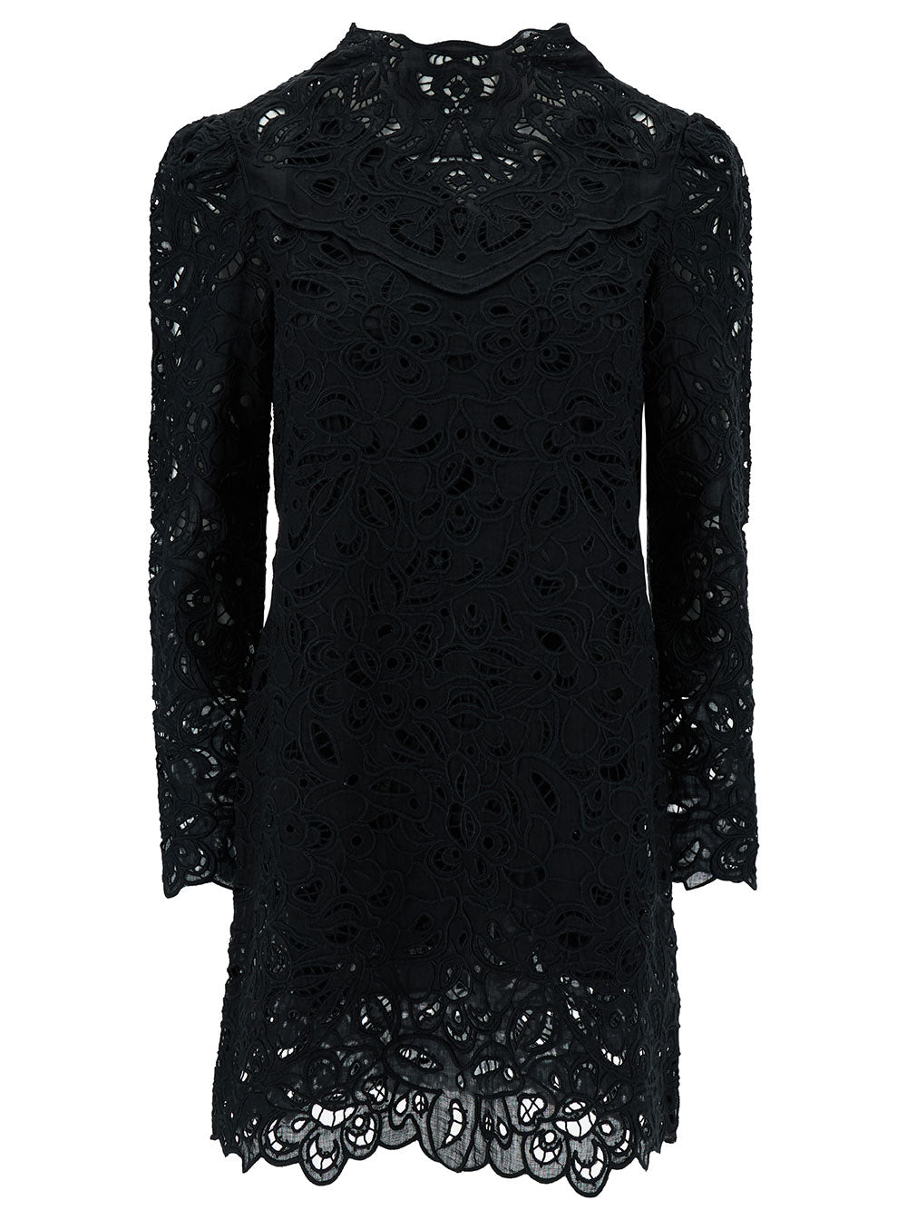 Isabel Marant Women 'Daphne' Mini Black Dress With Flower Embroidery In Guipure Woman ISABEL MARANT