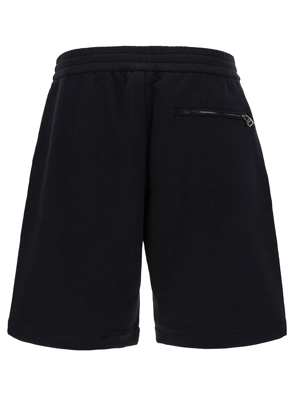 Alexander Mcqueen Men Black Shorts With Contrasting Logo Lettering Print In Cotton Man ALEXANDER MCQUEEN