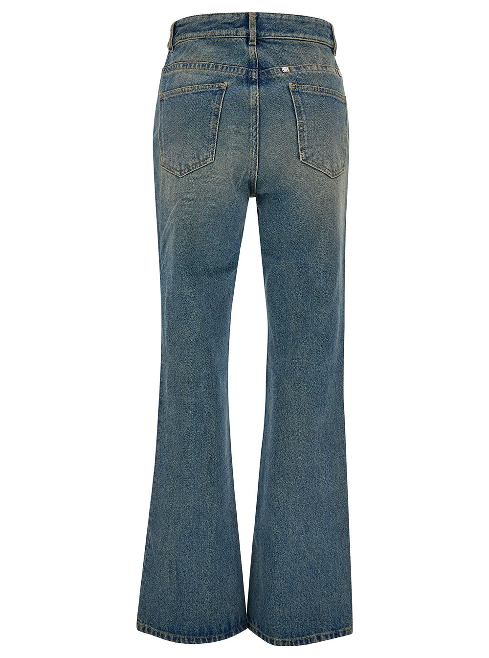 Givenchy Women Light Blue Bootcut Jeans With 4G Detail In Vintage Wash Denim Woman GIVENCHY