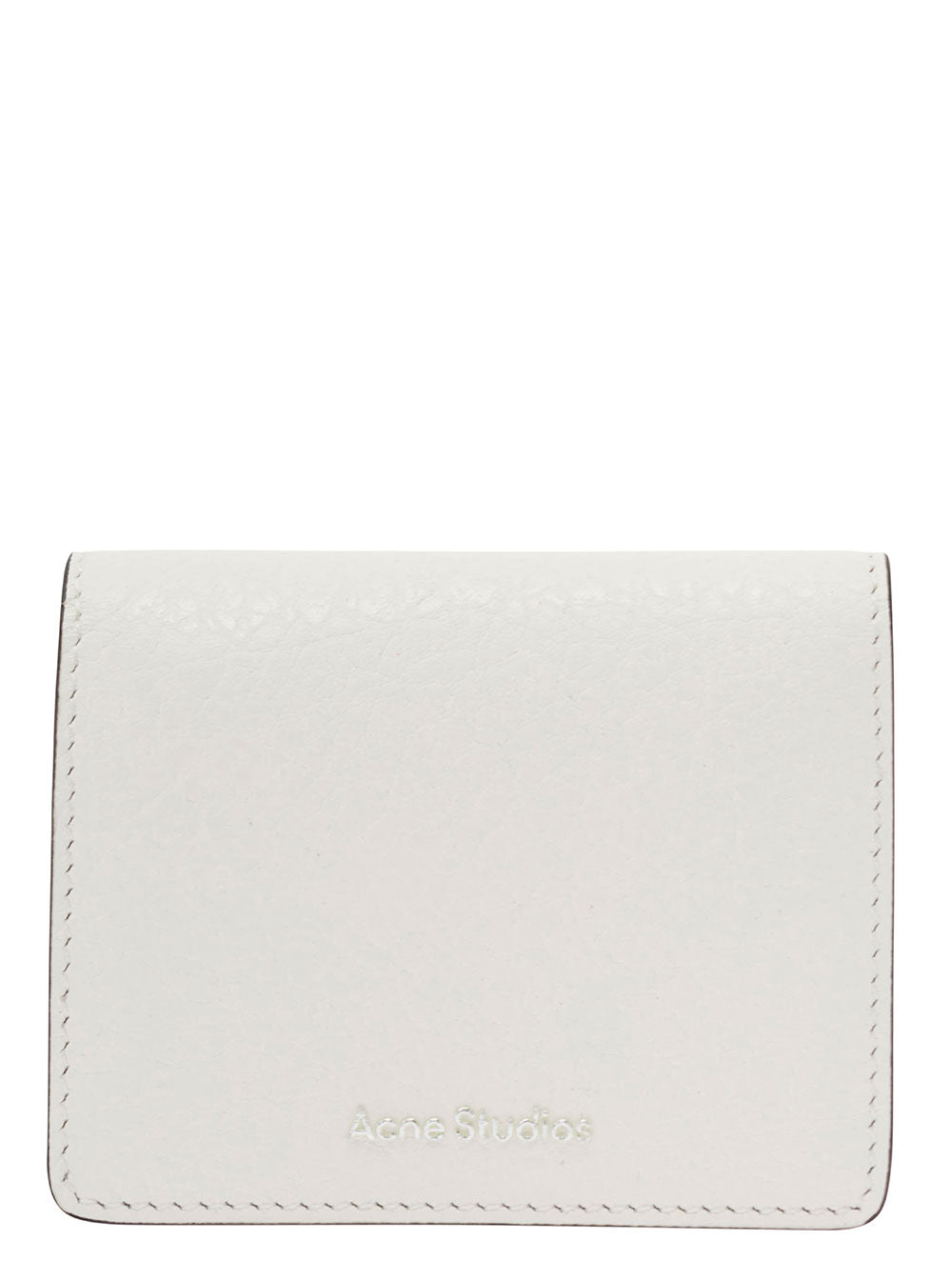 Acne Studios Men White Card-Holder With Embossed Logo In Hammered Leather Man ACNE STUDIOS