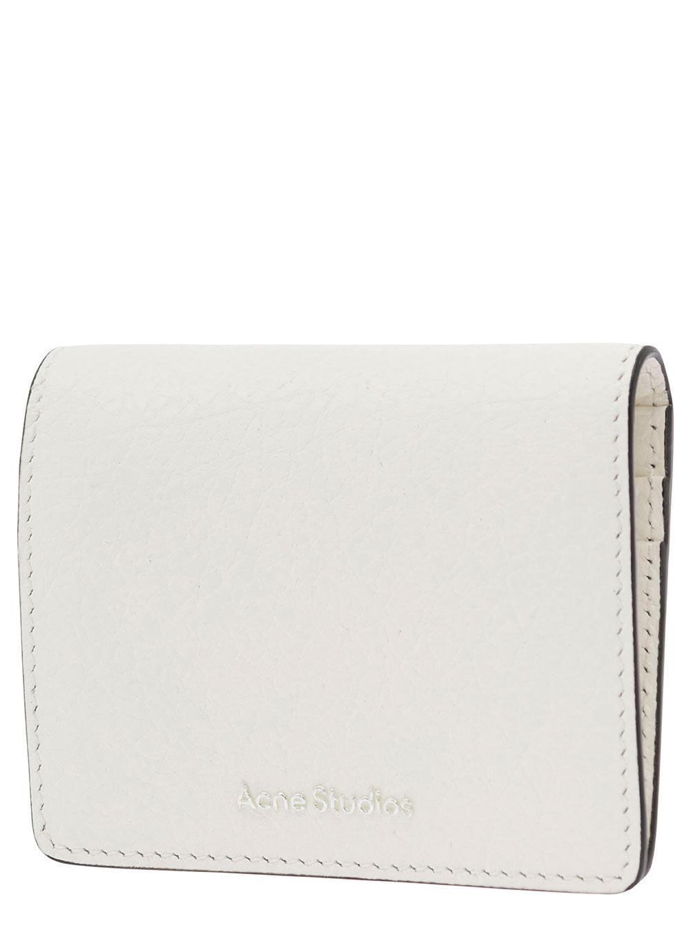 Acne Studios Men White Card-Holder With Embossed Logo In Hammered Leather Man ACNE STUDIOS