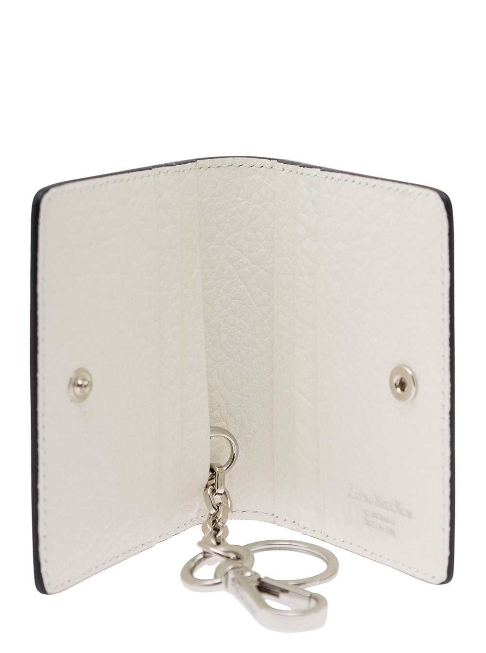 Acne Studios Men White Card-Holder With Embossed Logo In Hammered Leather Man ACNE STUDIOS