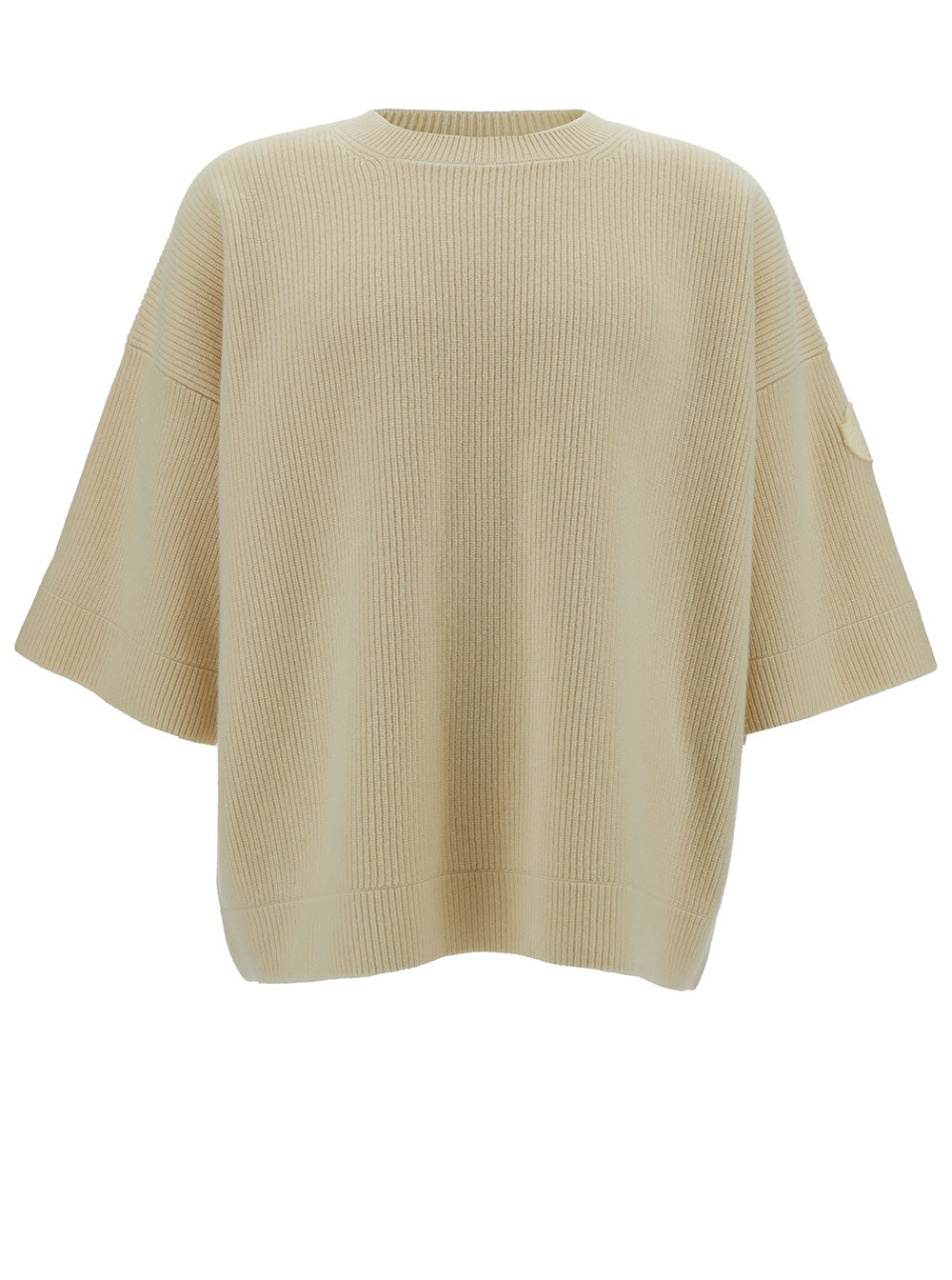 Moncler Genius Men Beige Ribbed Sweater With Moncler X Roc Nation By Jay-Z Patch In Wool Man MONCLER GENIUS