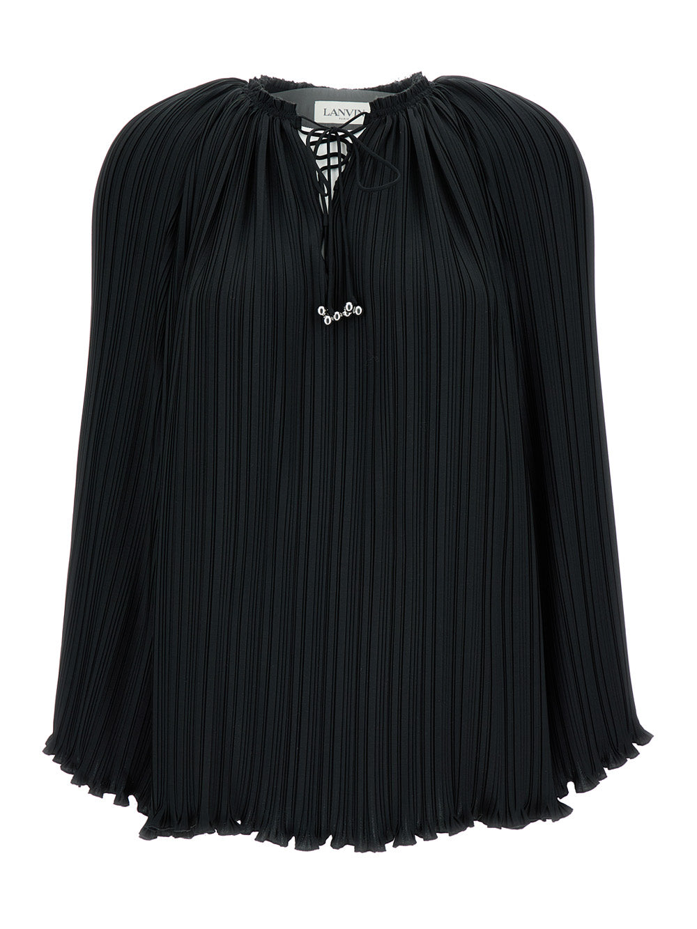 Lanvin Women Long Sleeve Pleated Blouse Open Neck LANVIN