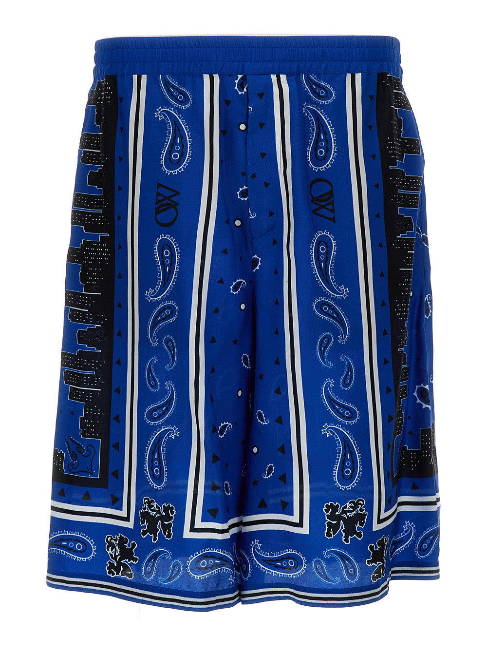 Off-White Men Blue Bandana Paisley Print Shorts In Viscose Man OFF-WHITE