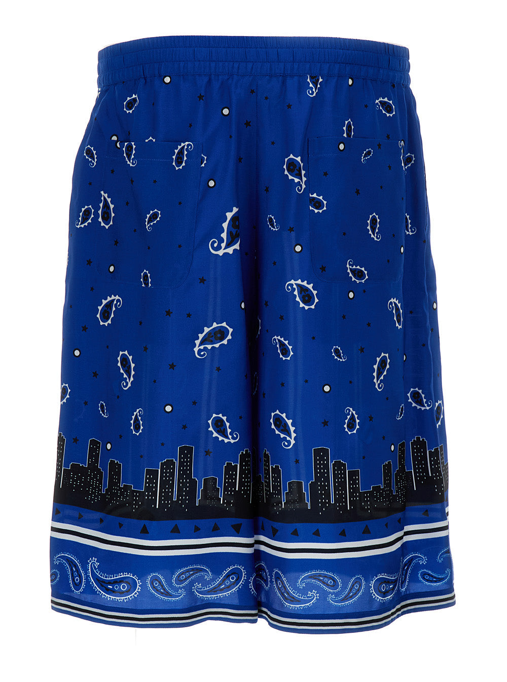 Off-White Men Blue Bandana Paisley Print Shorts In Viscose Man OFF-WHITE