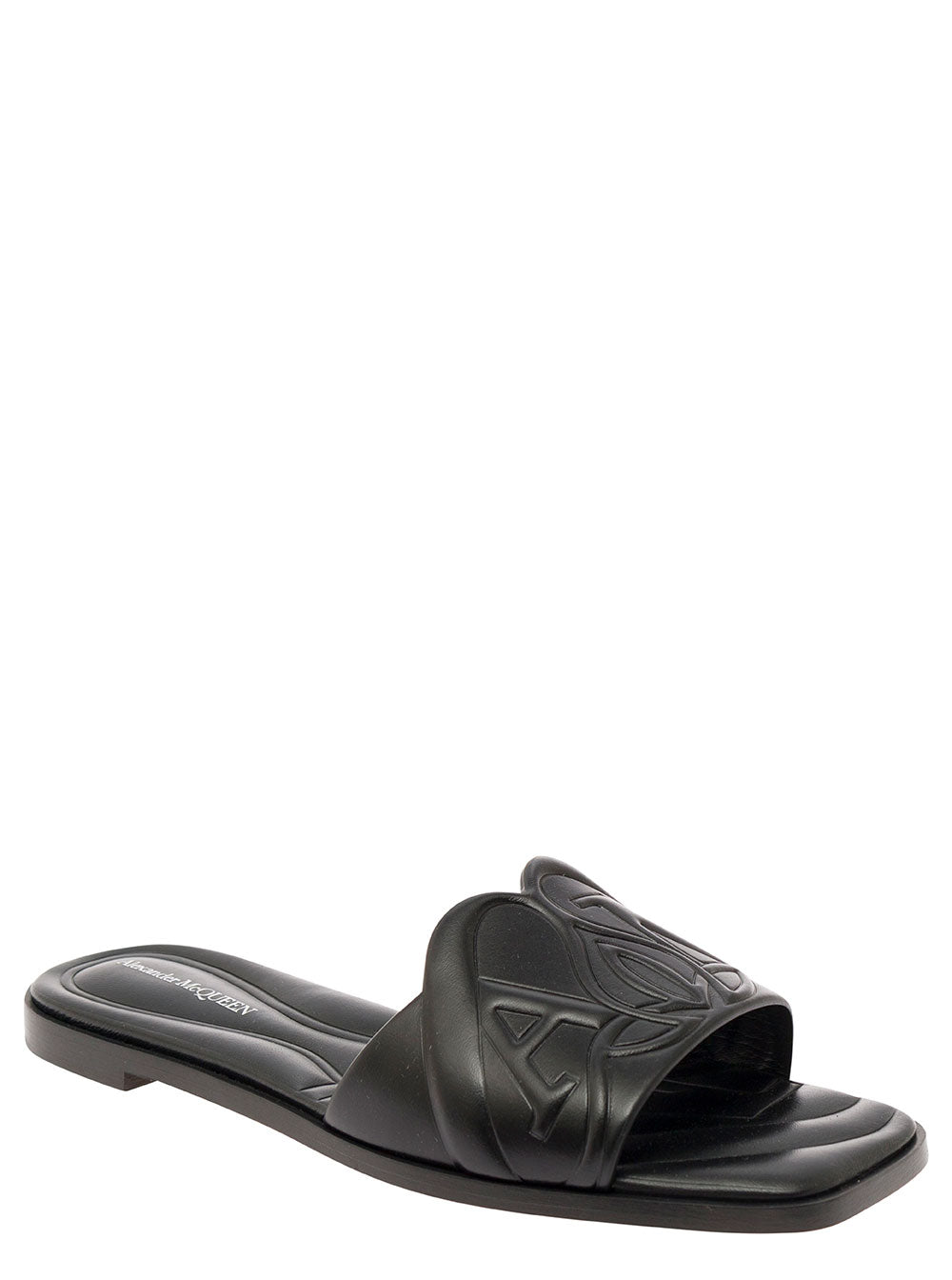 Alexander Mcqueen Women Black Quilted Sandals With Logo Motif In Leather Woman ALEXANDER MCQUEEN