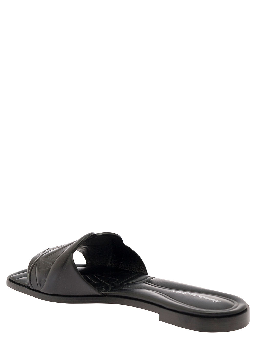 Alexander Mcqueen Women Black Quilted Sandals With Logo Motif In Leather Woman ALEXANDER MCQUEEN