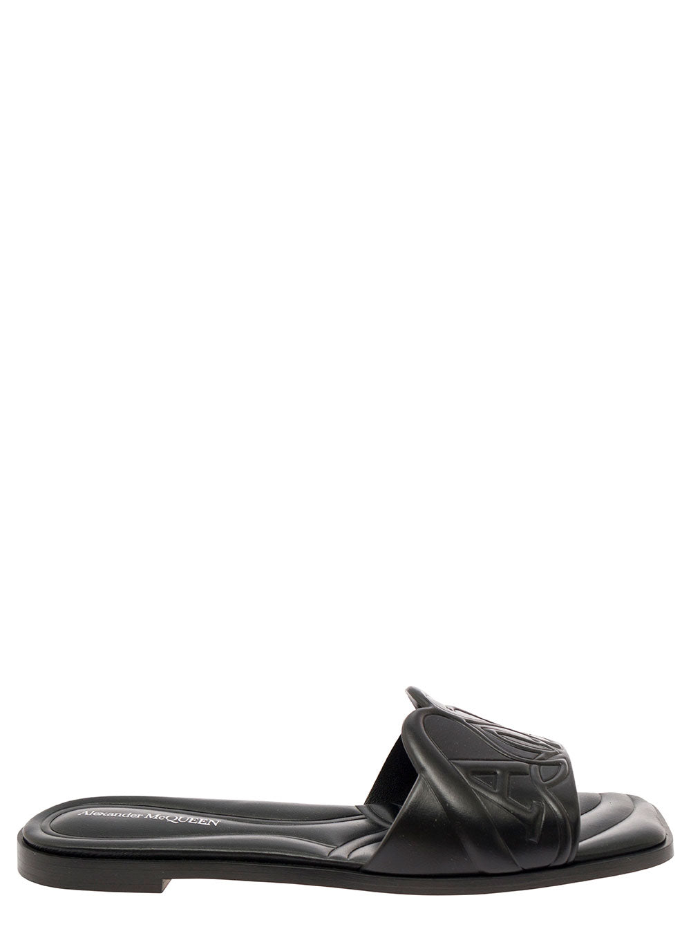 Alexander Mcqueen Women Black Quilted Sandals With Logo Motif In Leather Woman ALEXANDER MCQUEEN