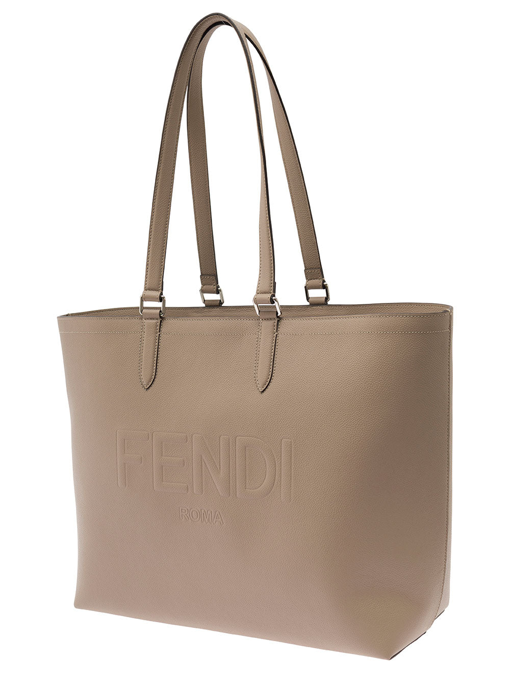 Fendi Men Beige Tote Bag With Embossed Logo In Leather Man FENDI
