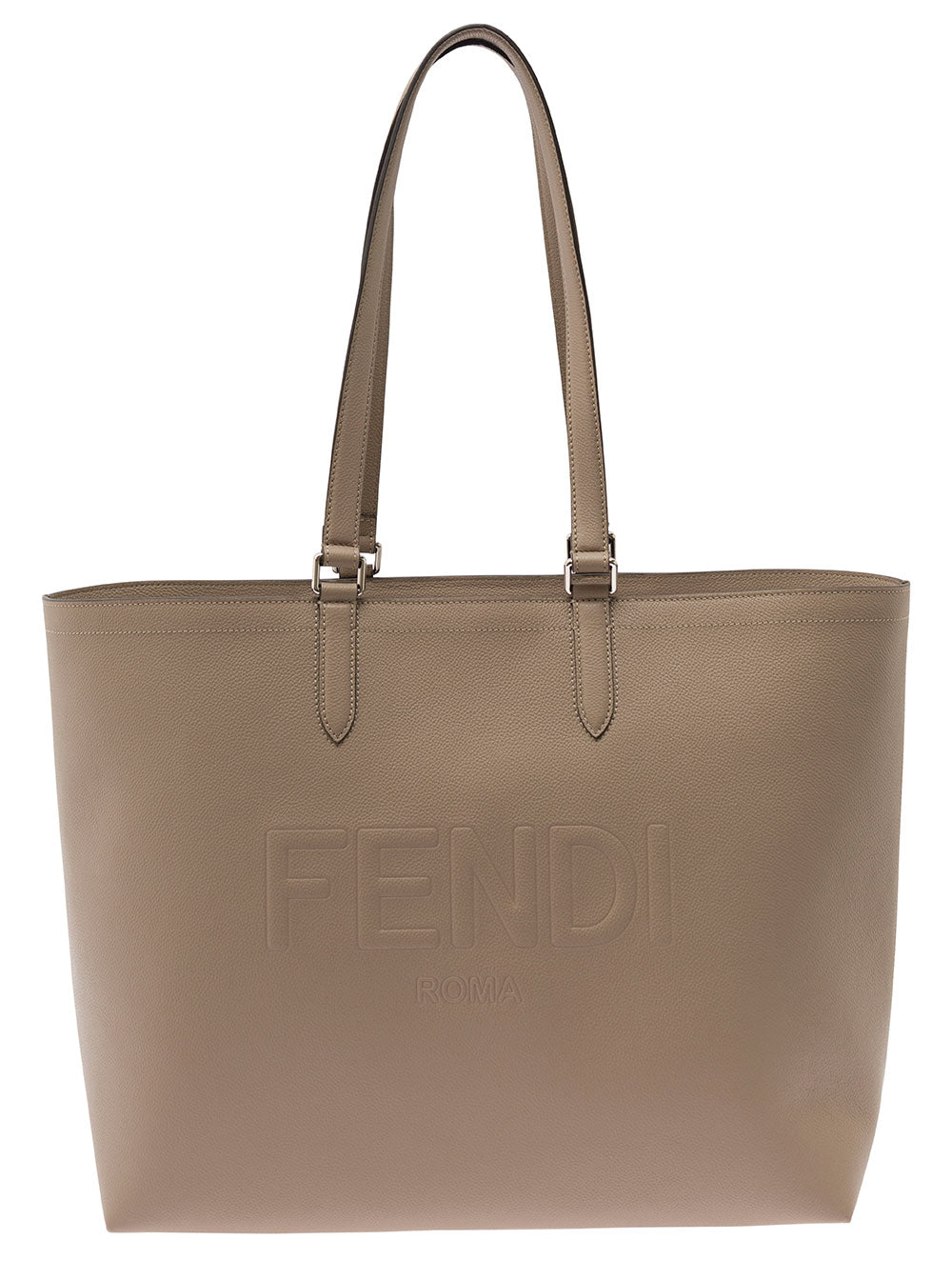 Fendi Men Beige Tote Bag With Embossed Logo In Leather Man FENDI